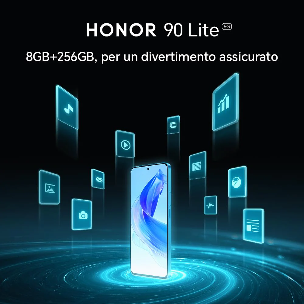 HONOR 90 Lite Smartphone 5G, 8 GB RAM und 256 GB, FullView Display von 6,7 Zoll bei 90 Hz, Dreifachkamera mit 100 MP mit 4500 mAh Akku, Dual SIM, Android 13, Cyan Lake - Image 2