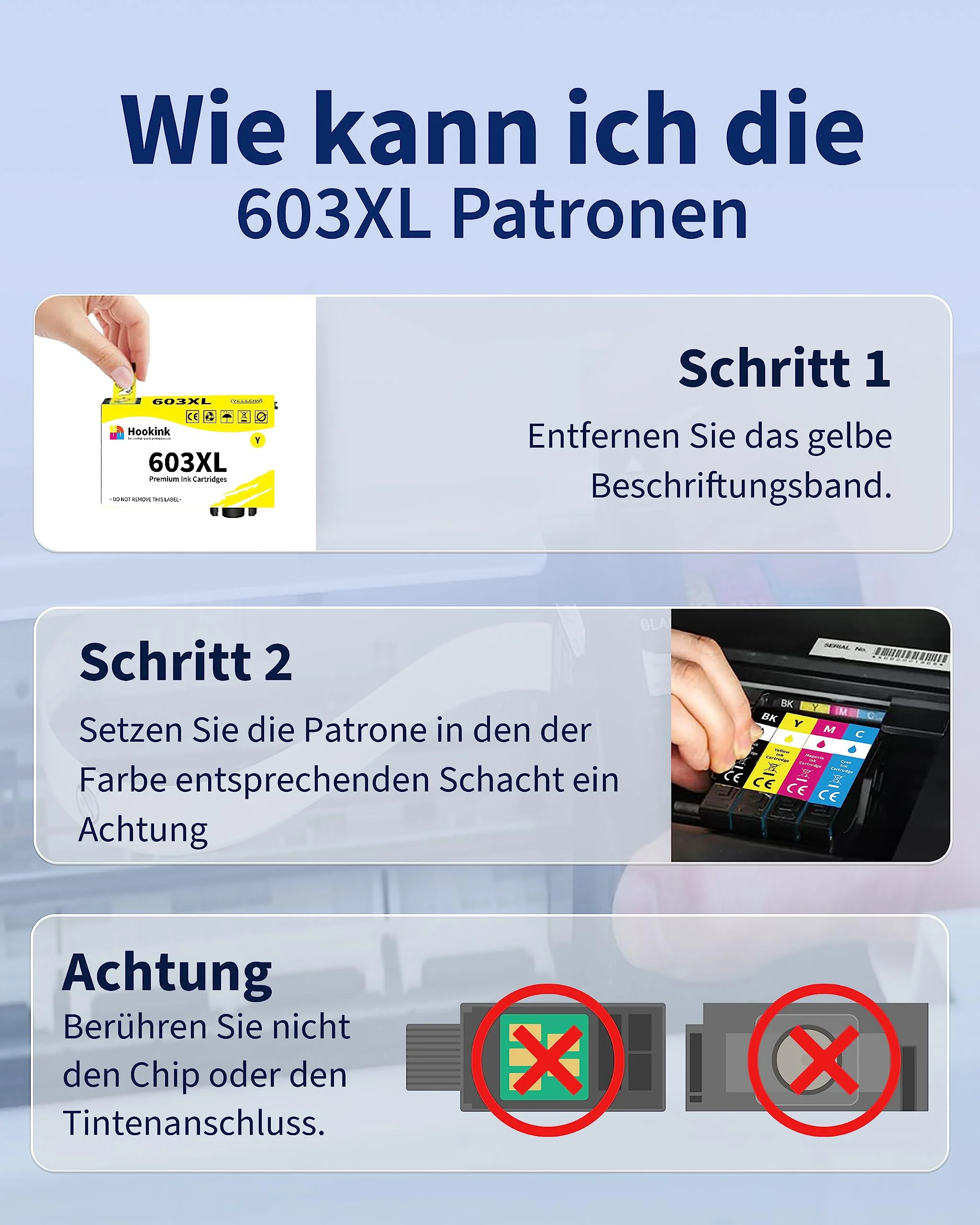 Hookink 603XL Druckerpatronen Kompatibel für Epson 603XL 603 XL für Expression Home XP-2100 XP-2150 XP-3100 XP-3105 XP-3150 XP-4100 XP-4155 Workforce WF-2810 WF-2830 WF-2835 WF-2840 WF-2850 - Image 6