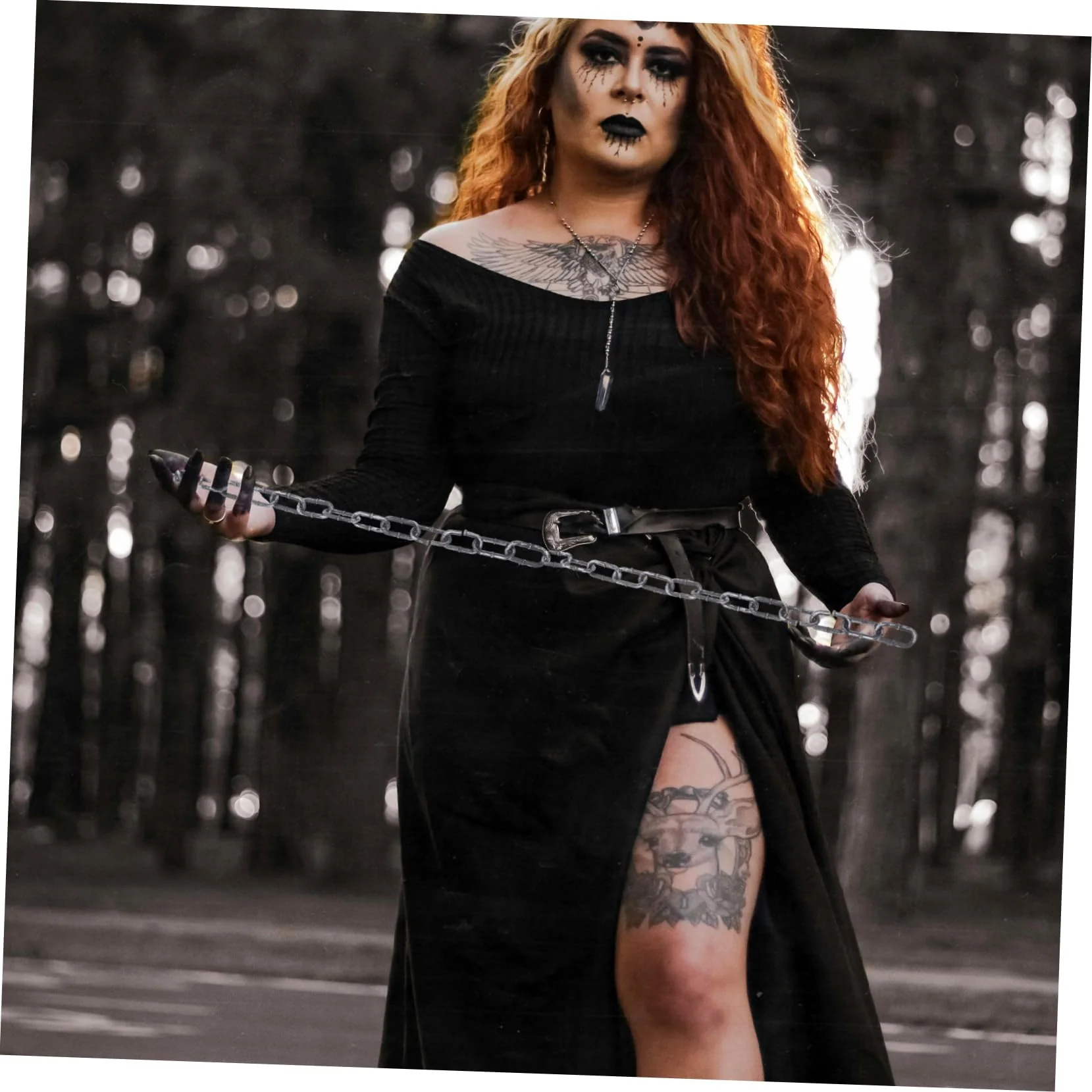 HOOTNEE Kunststoffkette Für Halloween-deko Robuste Schwarze Prop-kette Für Kostümpartys Lang Leicht Und Langlebig Für Gruselige Atmosphäre Und Fotorequisiten - Image 4