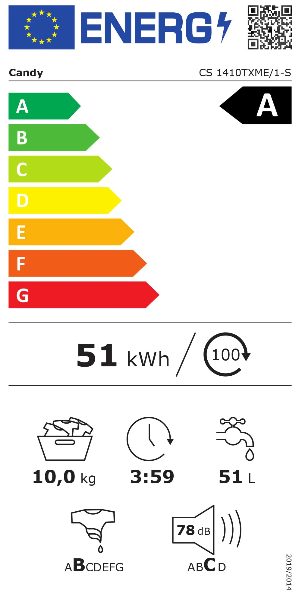 Hoover CS 1410TXME/1-S Waschmaschine, 10 kg, Energieeffizienzklasse A, Inverter-Motor - Image 9