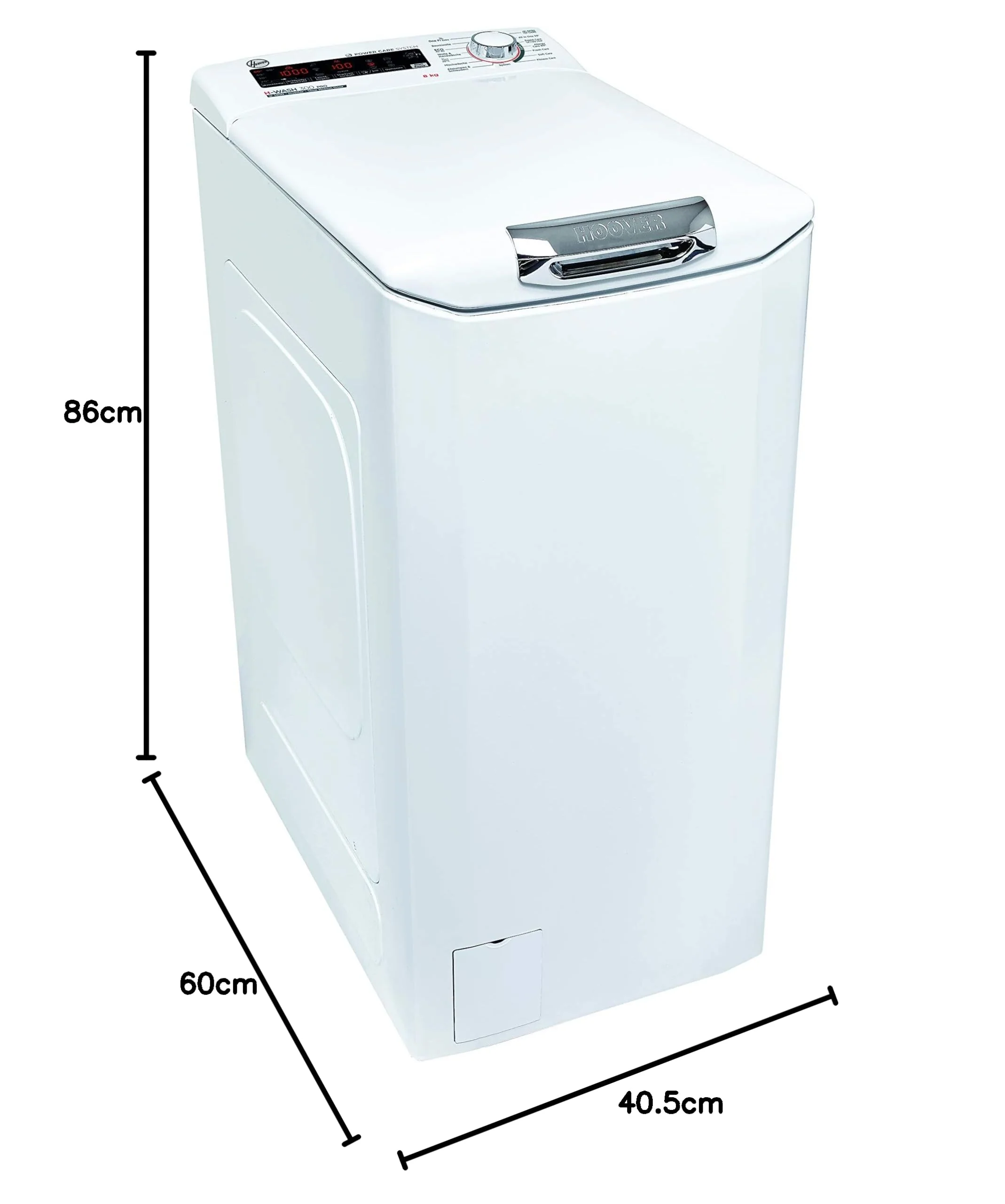 Hoover H-WASH 300 H3TFMQ48TAMCE-84 Waschmaschine Toplader / 8 kg / 1400 U/Min/BPM Inverter Motor/Power Care System/All in One Programm/Slow Motion Öffnungsmechanismus/deutsche Bedienblende - Image 3