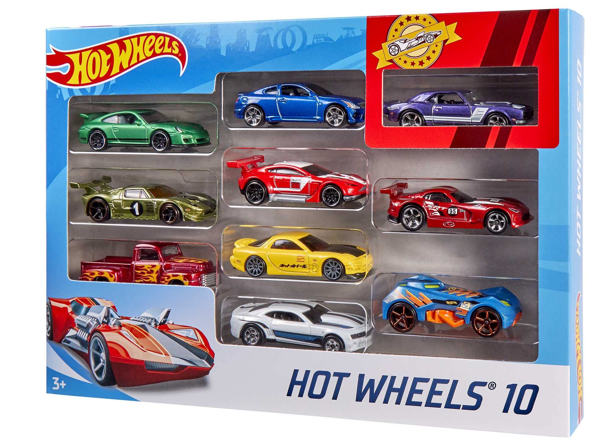 Hot Wheels 1:64 Die-Cast Auto Geschenkset, je 10 Spielzeugautos, zufÀllige Auswahl, Spielzeug Autos ab 3 Jahren, 10er Pack, Mehrfarbig, 54886 - Image 4