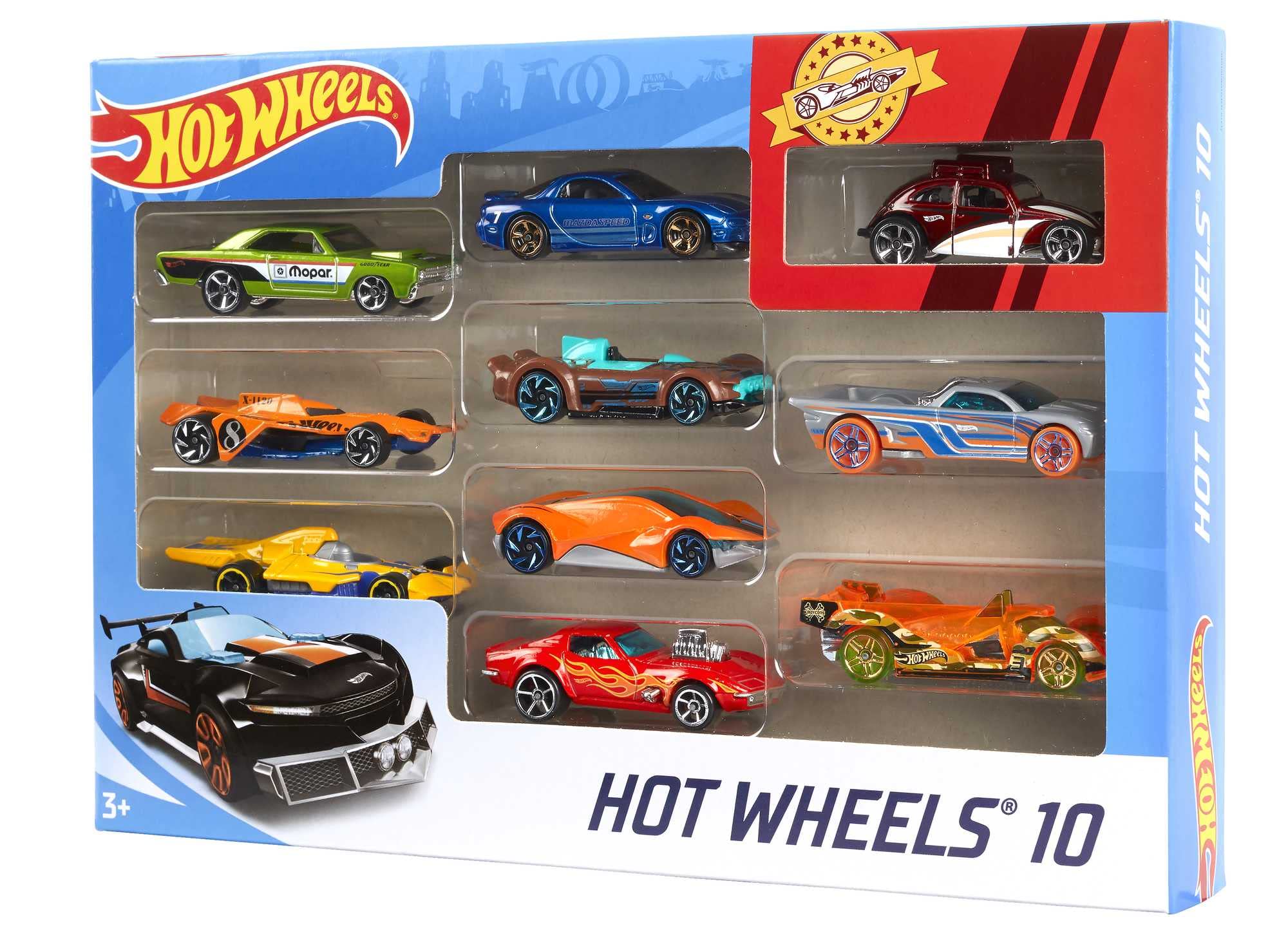 Hot Wheels 1:64 Die-Cast Auto Geschenkset, je 10 Spielzeugautos, zufÀllige Auswahl, Spielzeug Autos ab 3 Jahren, 10er Pack, Mehrfarbig, 54886 - Image 6