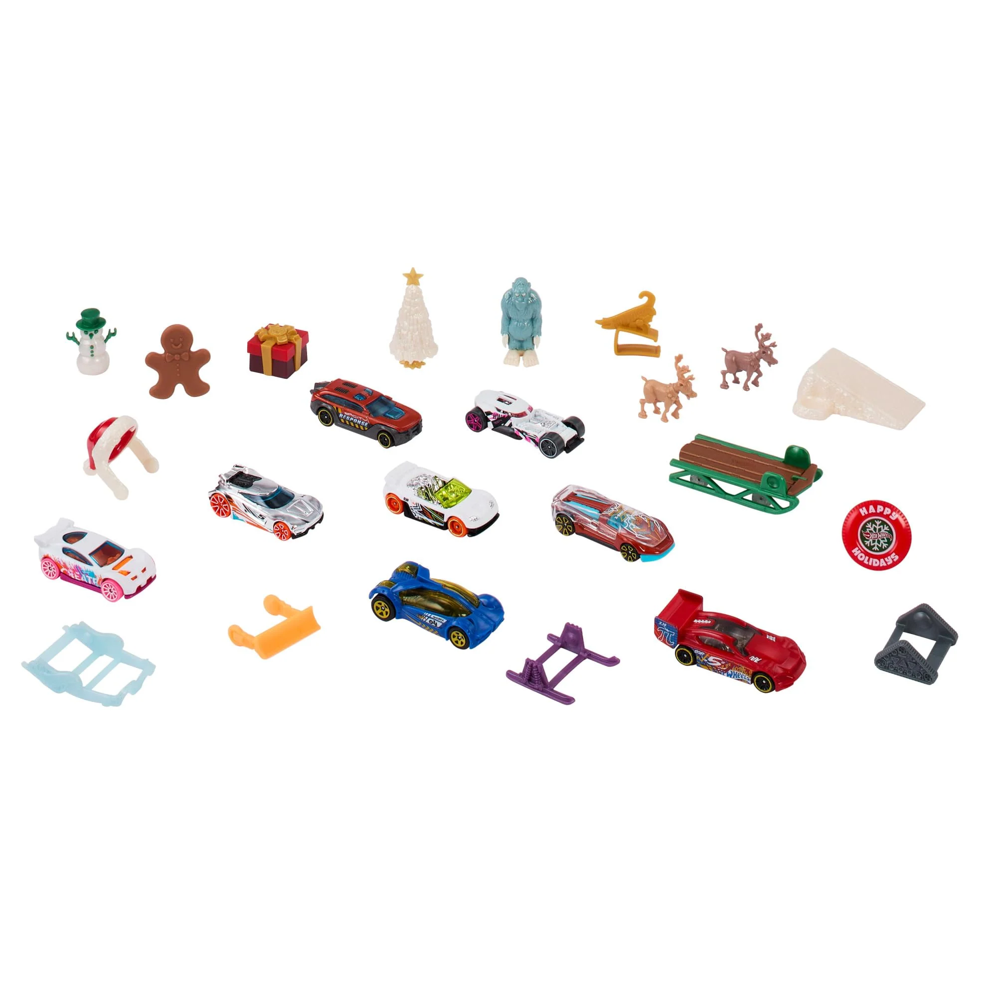 Hot Wheels Adventskalender - 8 Autos und 16 winterliche Zubehörteile hinter 24 nummerierten Türchen, inklusive Spielmatte, für Kinder Fans, HKL74 - Image 5
