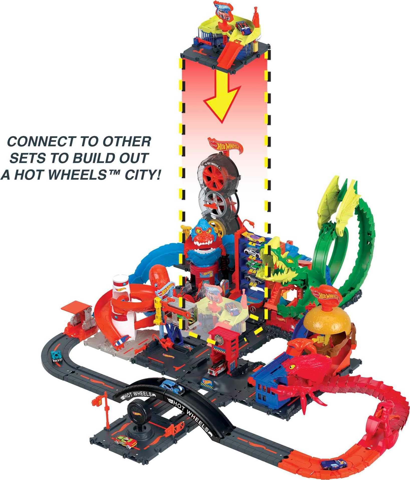 Hot Wheels City Express-Autowaschcenter Spielset mit 1 Hot Wheels Auto, kann mit anderen Spielsets und Tracks verbunden werden, Geschenk für Kinder im Alter von 4 bis 8 Jahren, HDR27 - Image 3