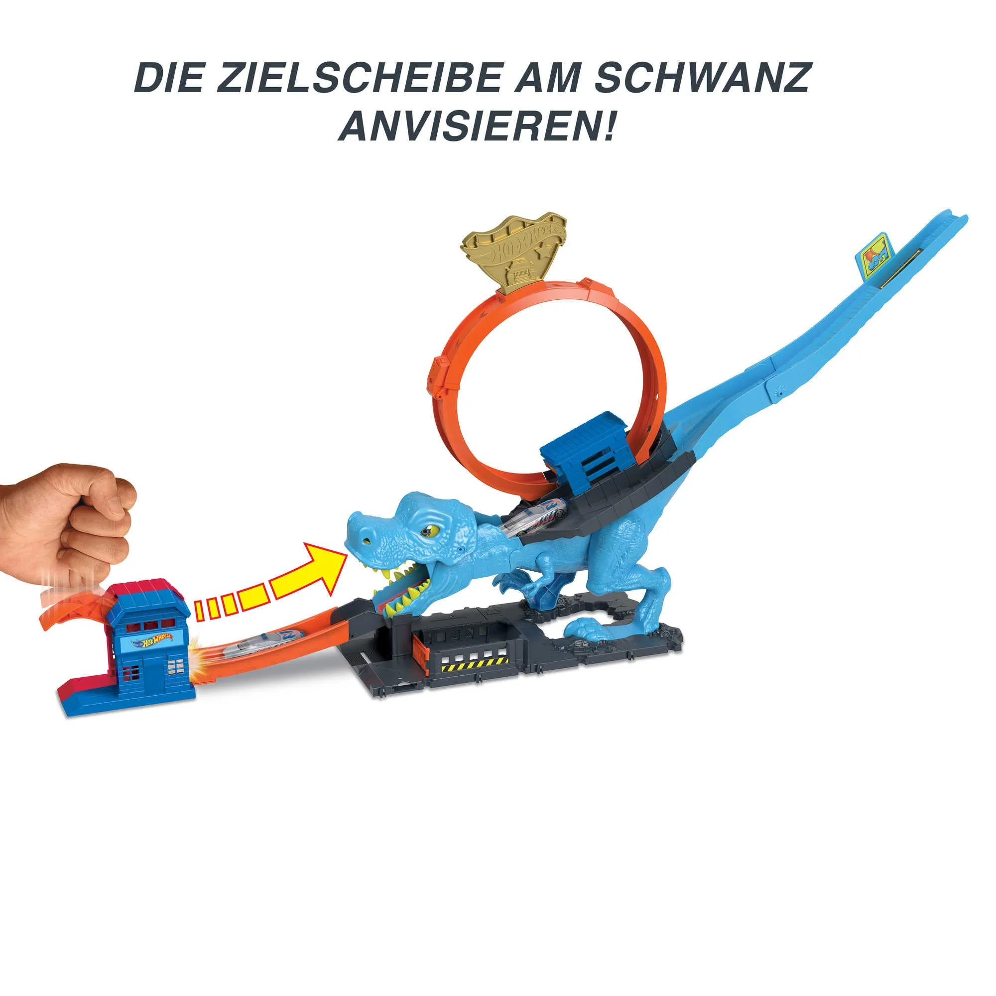 Hot Wheels City T-Rex Angriff - Geschicklickheit durch genaues Timing, Polizeiwache, Looping, Dinosaurier, Kreuz-Augen, für Kinder ab 4 Jahren, HNP77 - Image 7