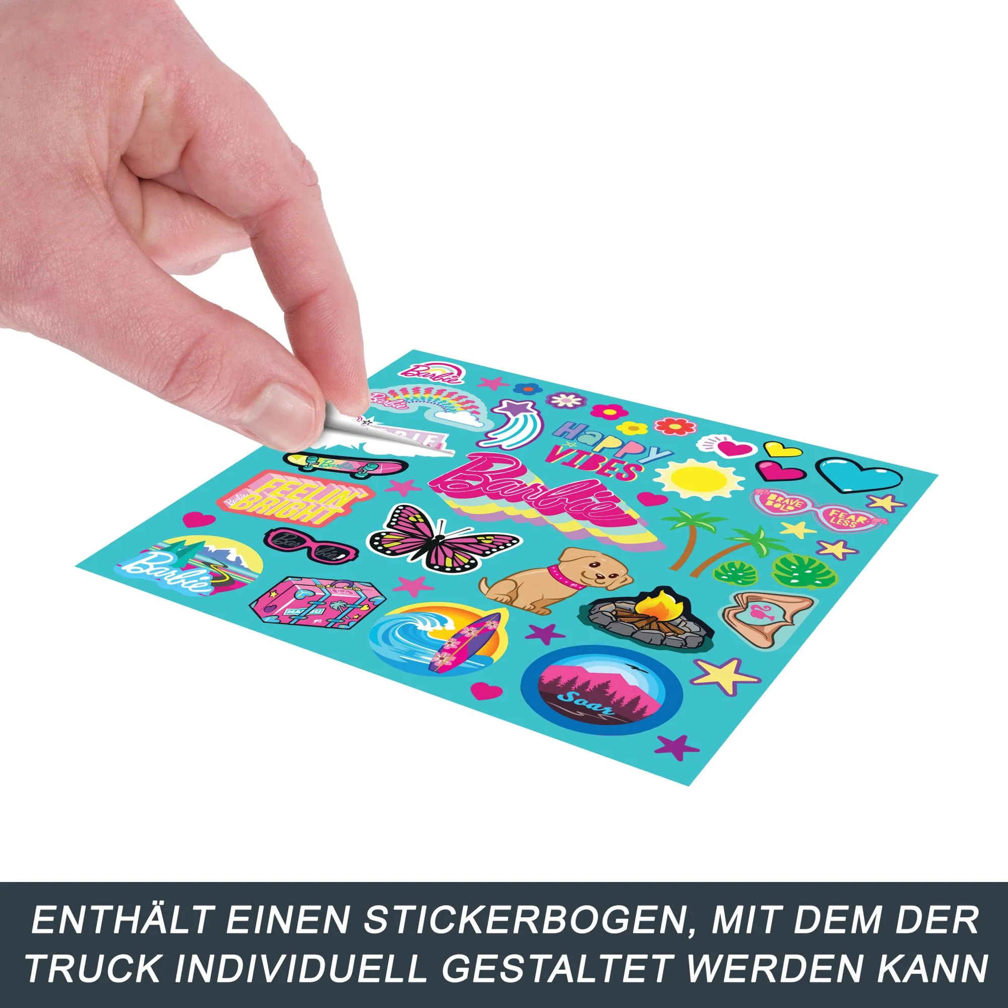 Hot Wheels Ferngesteuertes Auto, Barbie Ferngesteuerter SUV mit Aufklebern, kann 2 Barbie-Puppen Plus Zubehör aufnehmen, individuelle Gestaltung durch aufklebbare Sticker, HTP53 - Image 3