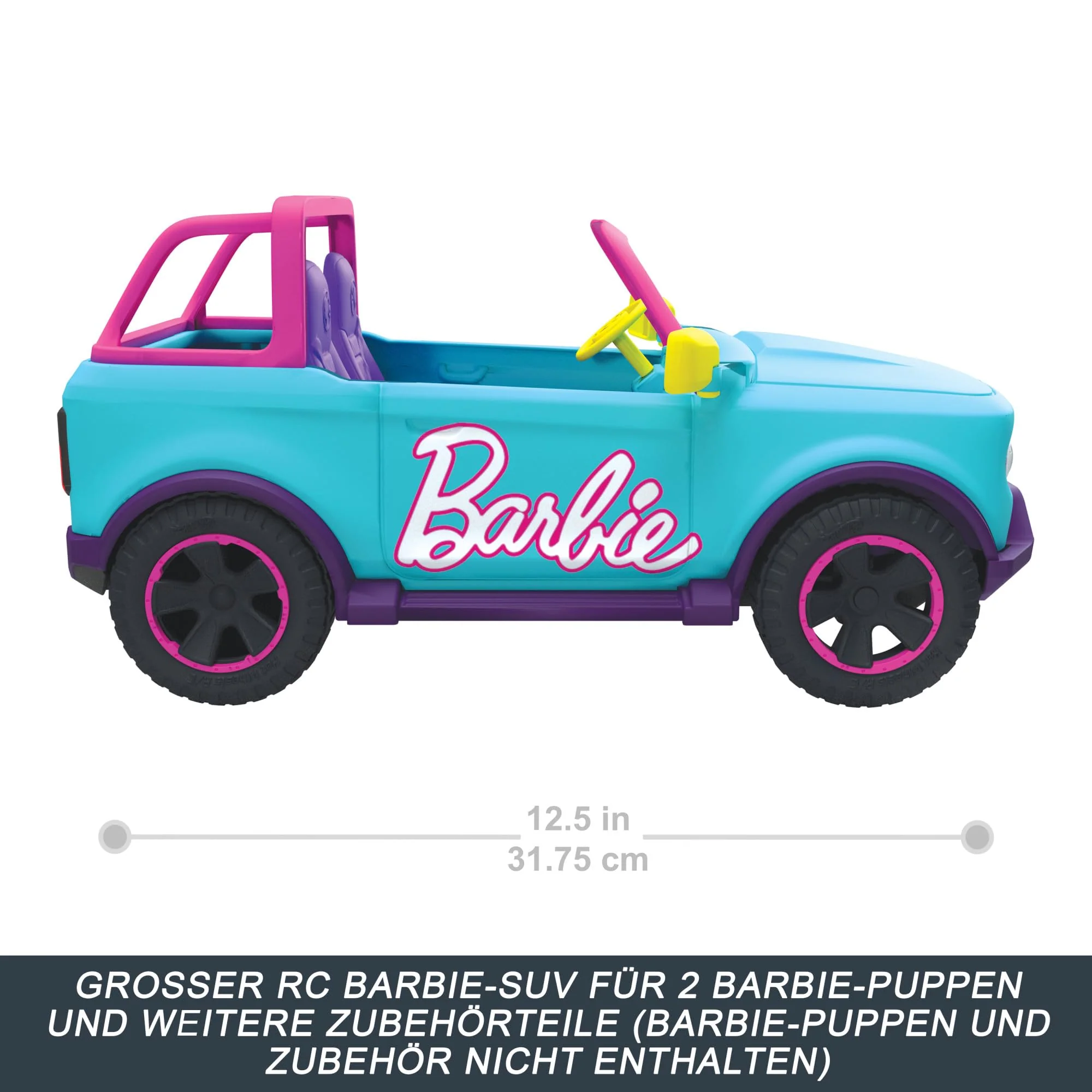 Hot Wheels Ferngesteuertes Auto, Barbie Ferngesteuerter SUV mit Aufklebern, kann 2 Barbie-Puppen Plus Zubehör aufnehmen, individuelle Gestaltung durch aufklebbare Sticker, HTP53 - Image 5