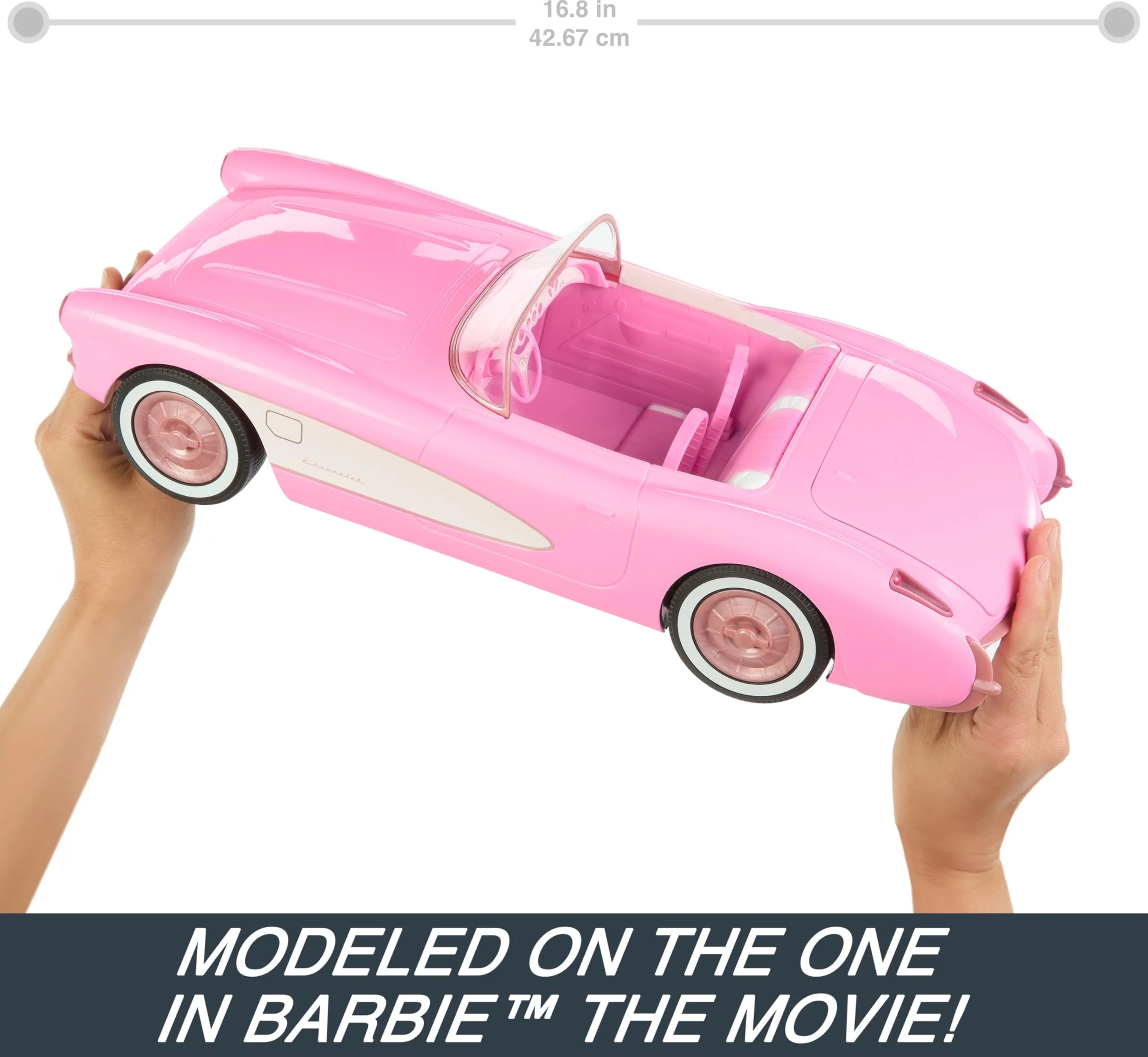 Hot Wheels Ferngesteuertes Auto, R/C Barbie Corvette - ferngesteuertes Fahrzeug, 1956 Corvette Stingray, 2,4 GHz Frequenz, bis zu 8 km/h, Platz für 2 Barbie-Puppen, HPW40 - Image 5