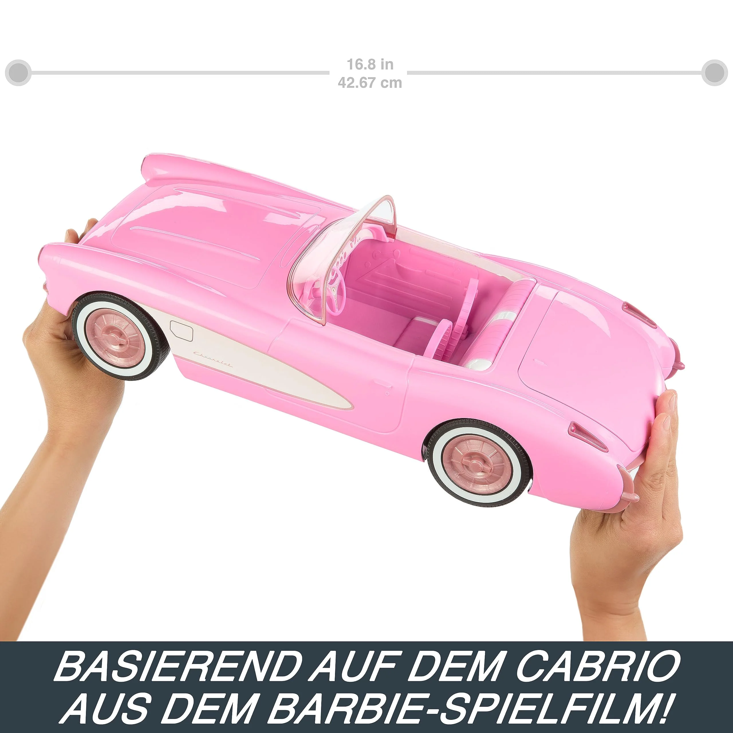 Hot Wheels Ferngesteuertes Auto, R/C Barbie Corvette - ferngesteuertes Fahrzeug, 1956 Corvette Stingray, 2,4 GHz Frequenz, bis zu 8 km/h, Platz für 2 Barbie-Puppen, HPW40 - Image 6