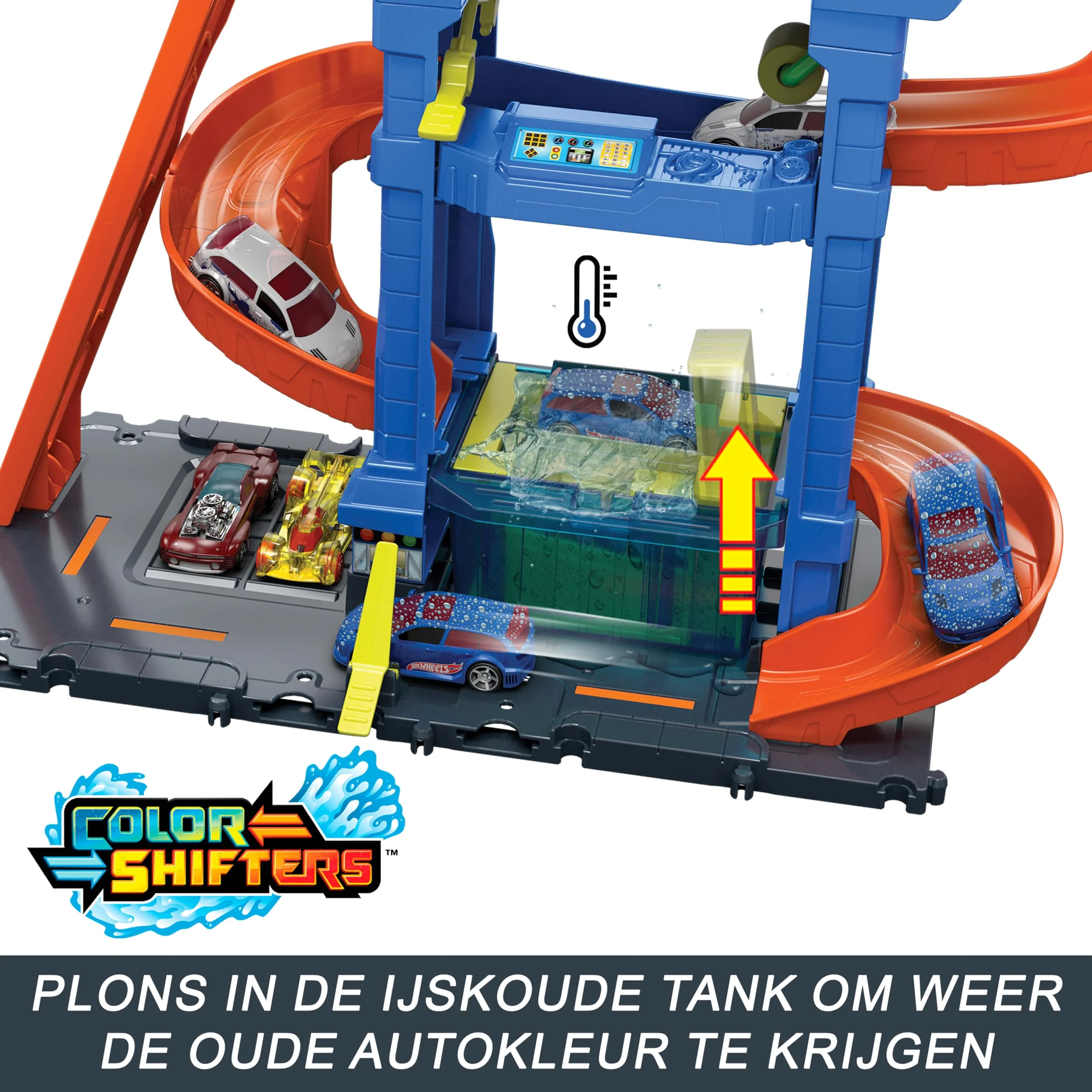 Hot Wheels Let's Race Netflix - City Spielzeugauto-Trackset, Farbwechsel-Tunnelautowaschanlage mit 1 Farbwechselfahrzeug im Maßstab 1:64, HTN80 - Image 3
