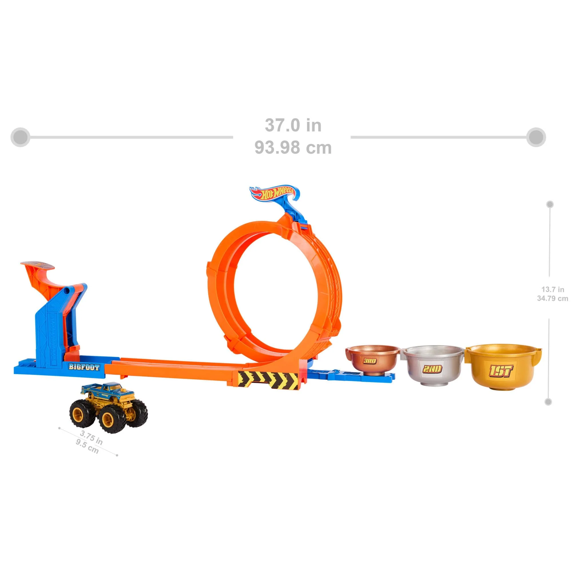 Hot Wheels Monster Trucks Truck- und Strecken-Spielset, Loop & Flip Trophy Challenge Spielset und Die-Cast-Bigfoot zum 50. Jubiläum im Maßstab 1:64, zwei Spielmöglichkeiten, JBX64 - Image 6