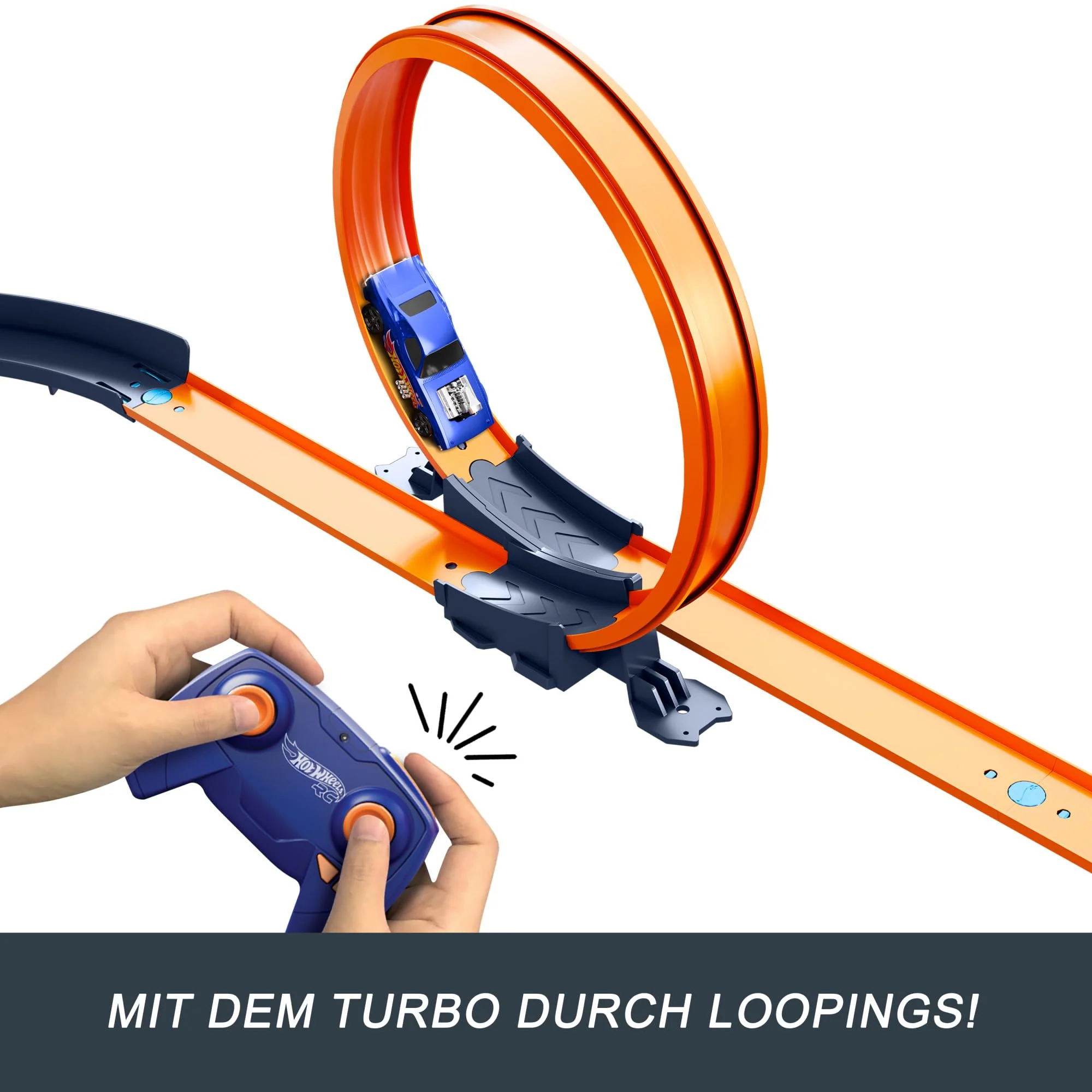 Hot Wheels Spielzeugauto-Trackset mit ferngesteuertem Fahrzeug im Maßstab 1:64 und mehr als 30 Trackteilen, Mehreren Konfigurationen, HXX45 - Image 4
