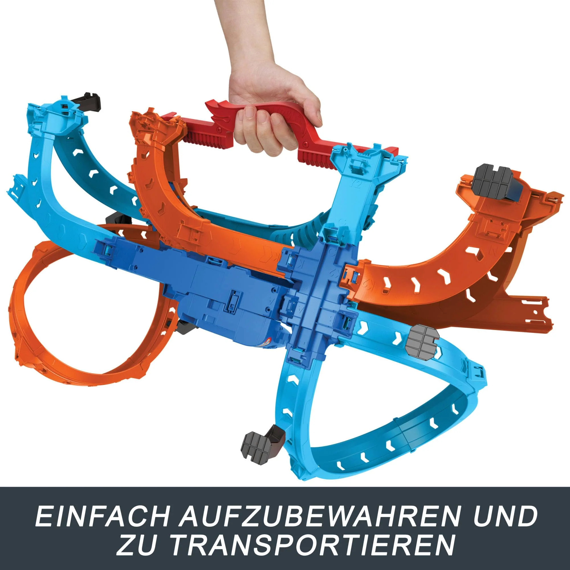 Hot Wheels Spielzeugauto Trackset, Ultra Hots Rasanter Wettkampfstart mit 2 Fahrzeugen im Maßstab 1:64, Kopf-an-Kopf-Rennen und Stunts, 2 manuell bedienbare Starter, HXR71 - Image 3