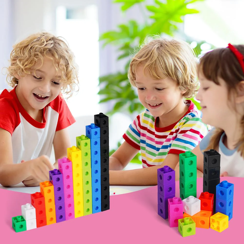 HOTUT Steckwürfel, 100 Stück Mathe Würfel, rechenwürfel grundschule, Lernen Lernspiele, rechenhilfe Geschenk ab 3-8 Jahren Jungen und Mädchen - Image 2