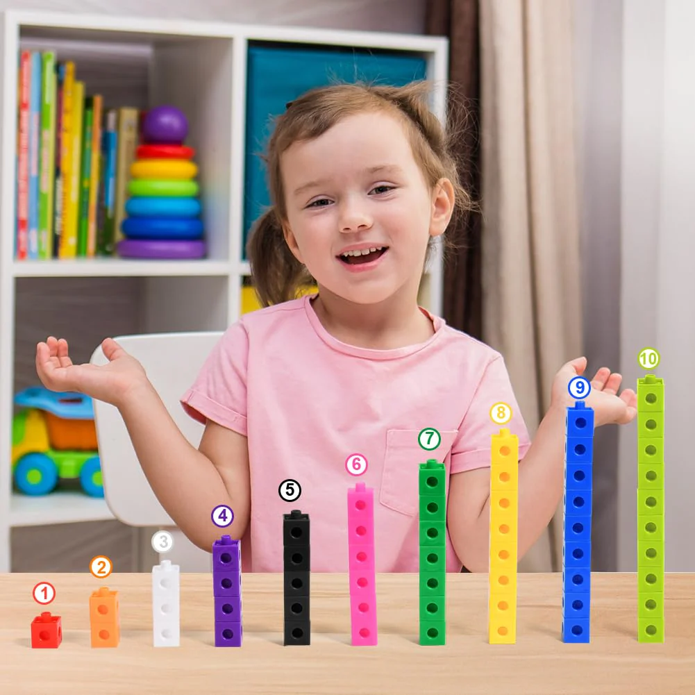 HOTUT Steckwürfel, 100 Stück Mathe Würfel, rechenwürfel grundschule, Lernen Lernspiele, rechenhilfe Geschenk ab 3-8 Jahren Jungen und Mädchen - Image 3