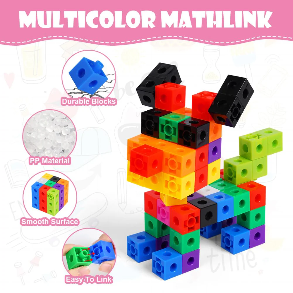 HOTUT Steckwürfel, 100 Stück Mathe Würfel, rechenwürfel grundschule, Lernen Lernspiele, rechenhilfe Geschenk ab 3-8 Jahren Jungen und Mädchen - Image 7