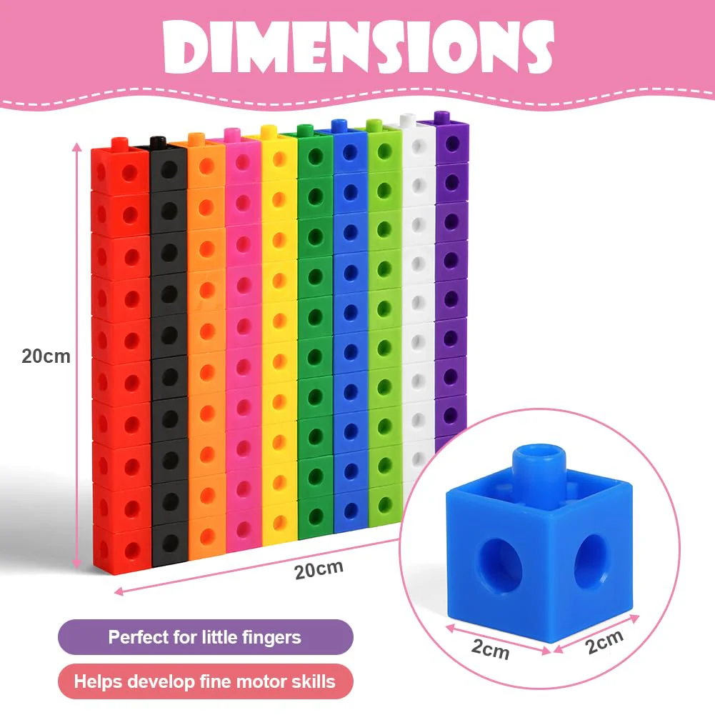HOTUT Steckwürfel, 100 Stück Mathe Würfel, rechenwürfel grundschule, Lernen Lernspiele, rechenhilfe Geschenk ab 3-8 Jahren Jungen und Mädchen - Image 9
