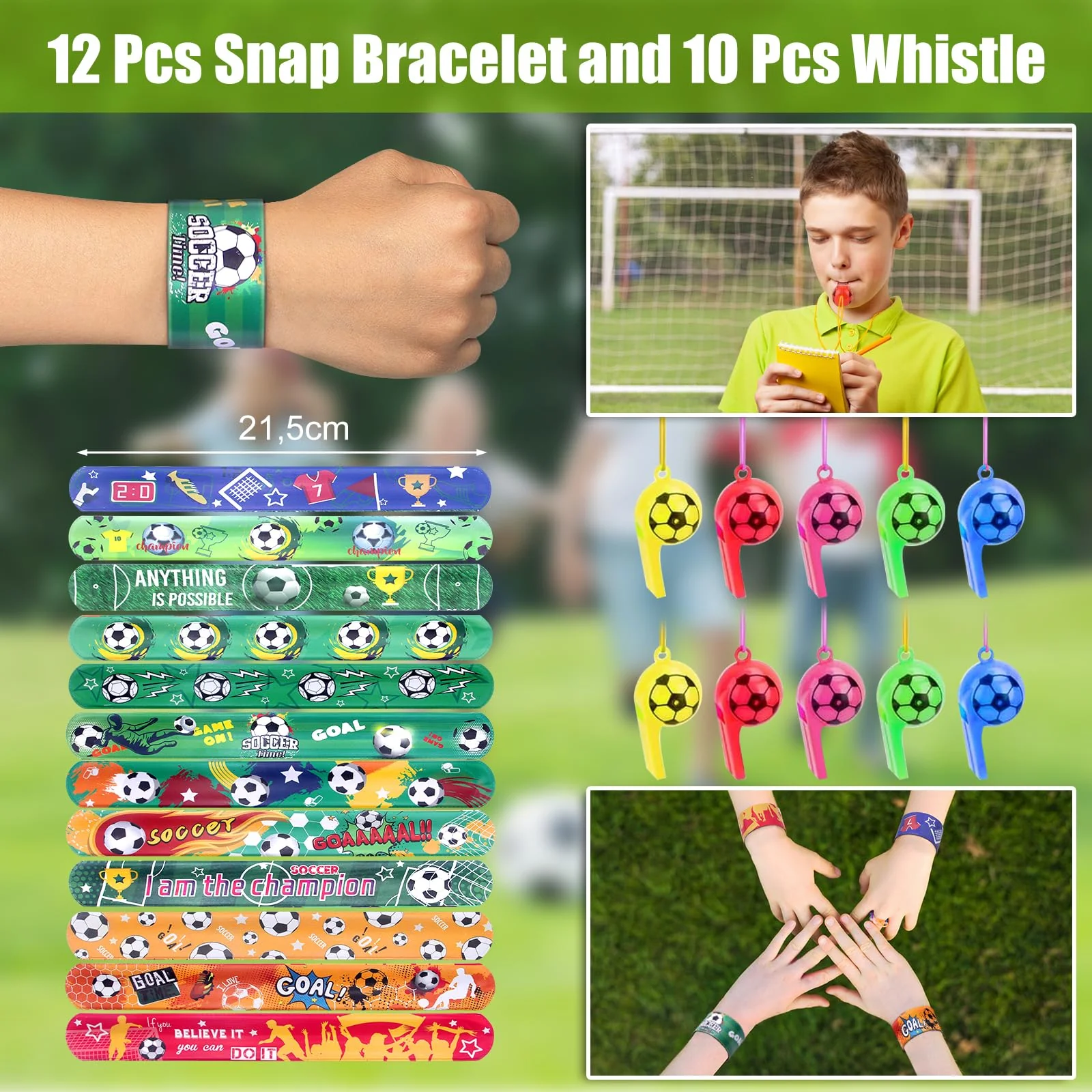 HOVIBU 112 Pcs Fußball Party Mitgebsel Kinder, Geschenke Kindergeburtstag Mit Taschen, Schlüsselanhänger, Schnapparmband, Sticker, Spinning-Fußball, Für Junge Und Mädchen - Image 7