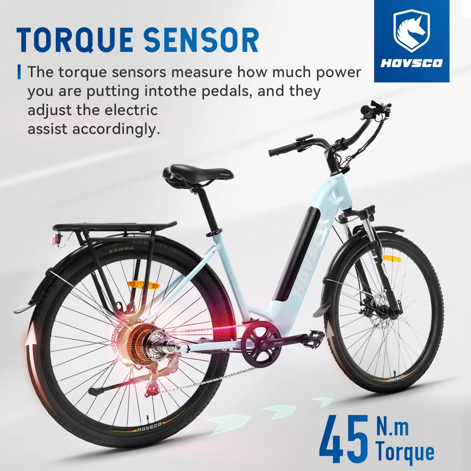 HOVSCO E-Bike, 27.5" 28" E-Mountain Bike, City Bike, 250W Bafang Motor, 36V 12.5Ah Abnehmbarer Akku, 7-Gang, Shimano Schaltung, Doppelscheibenbremse, Elektrofahrrad für Damen Herren - Image 7