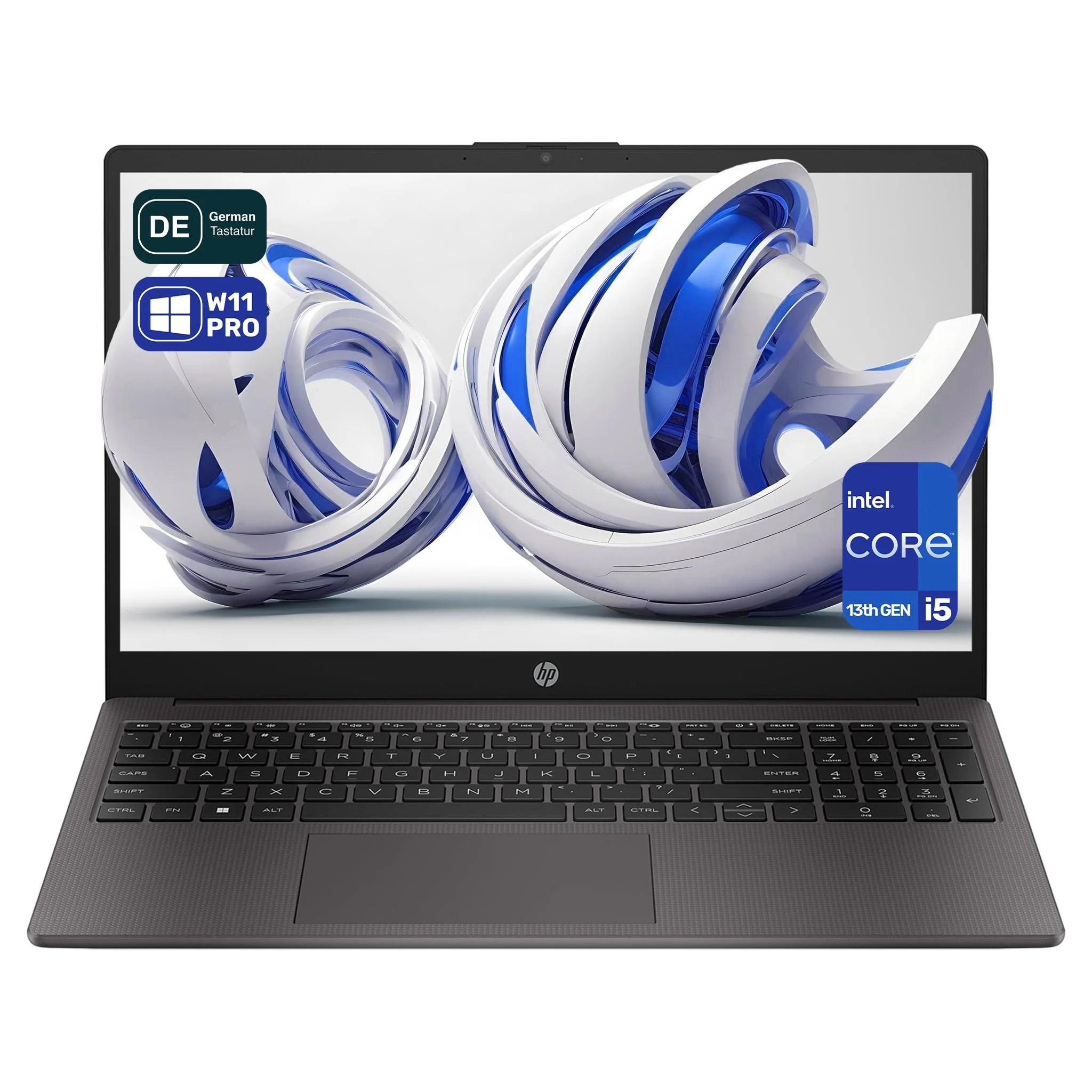 HP 250 G10 Laptop, Intel Core i5-1334U, 16 GB DDR4 RAM, 512 GB PCIe SSD, 15.6" FHD, Intel Iris Xe Graphics, QWERTZ Tastatur, Windows 11 Pro, Anthrazit