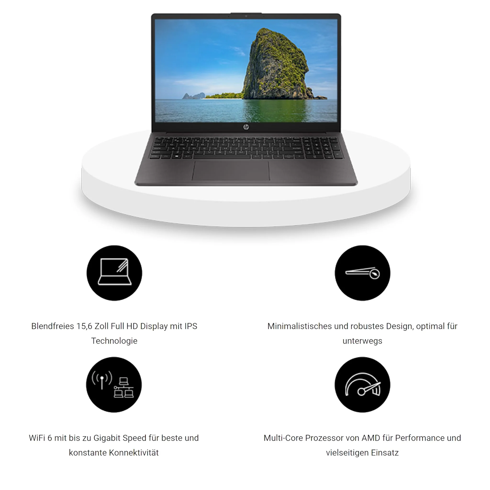 HP 255 G10 Business Laptop, AMD Ryzen 5 7530U, 16 GB DDR4 RAM, 512 GB PCIe SSD, 15.6" IPS FHD Display, AMD Radeon Graphics, QWERTZ Tastatur, Windows 11 Pro, Anthrazit - Image 5