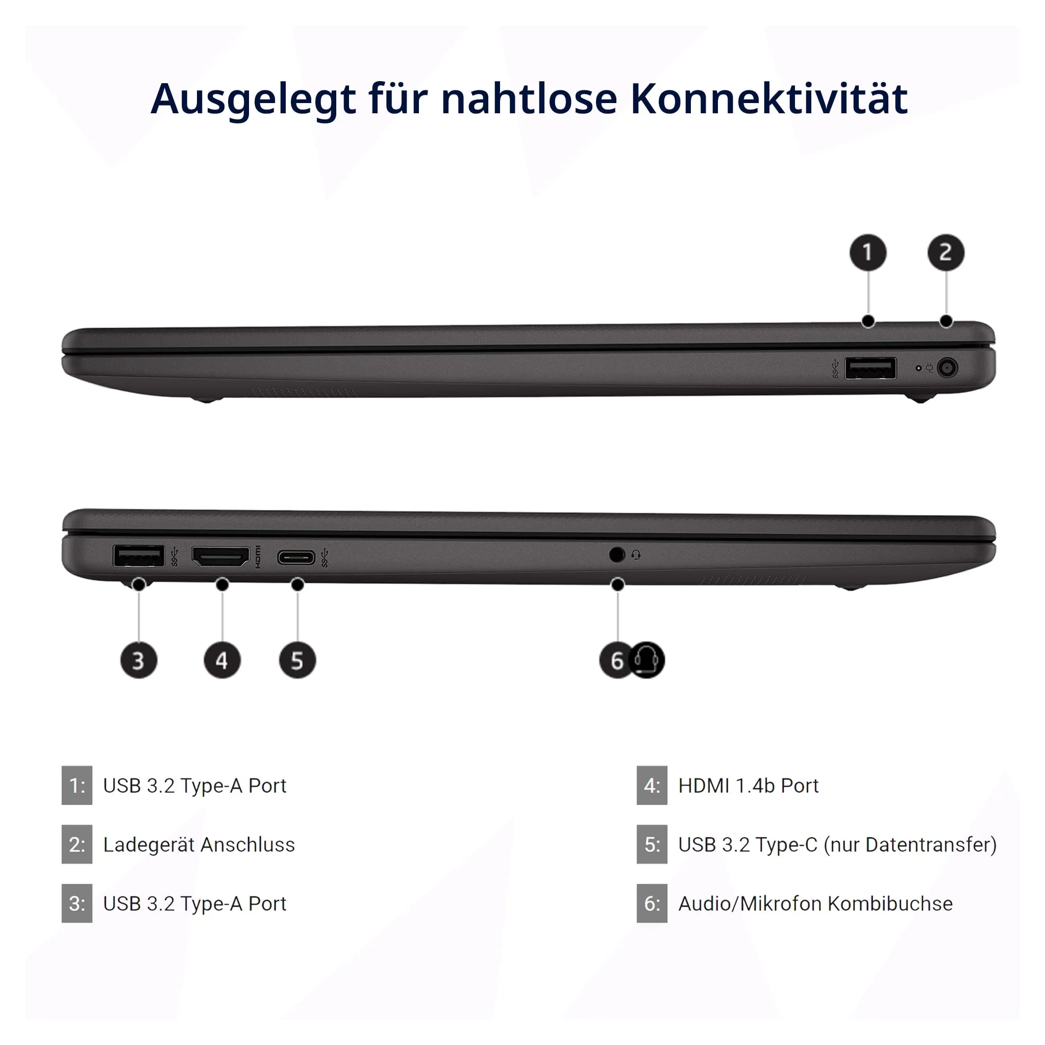 HP 255 G10 Business Laptop, AMD Ryzen 5 7530U, 64 GB DDR4 RAM, 1 TB PCIe SSD, 15.6" IPS FHD Display, AMD Radeon Graphics, QWERTZ Tastatur, Windows 11 Pro, Anthrazit - Image 3