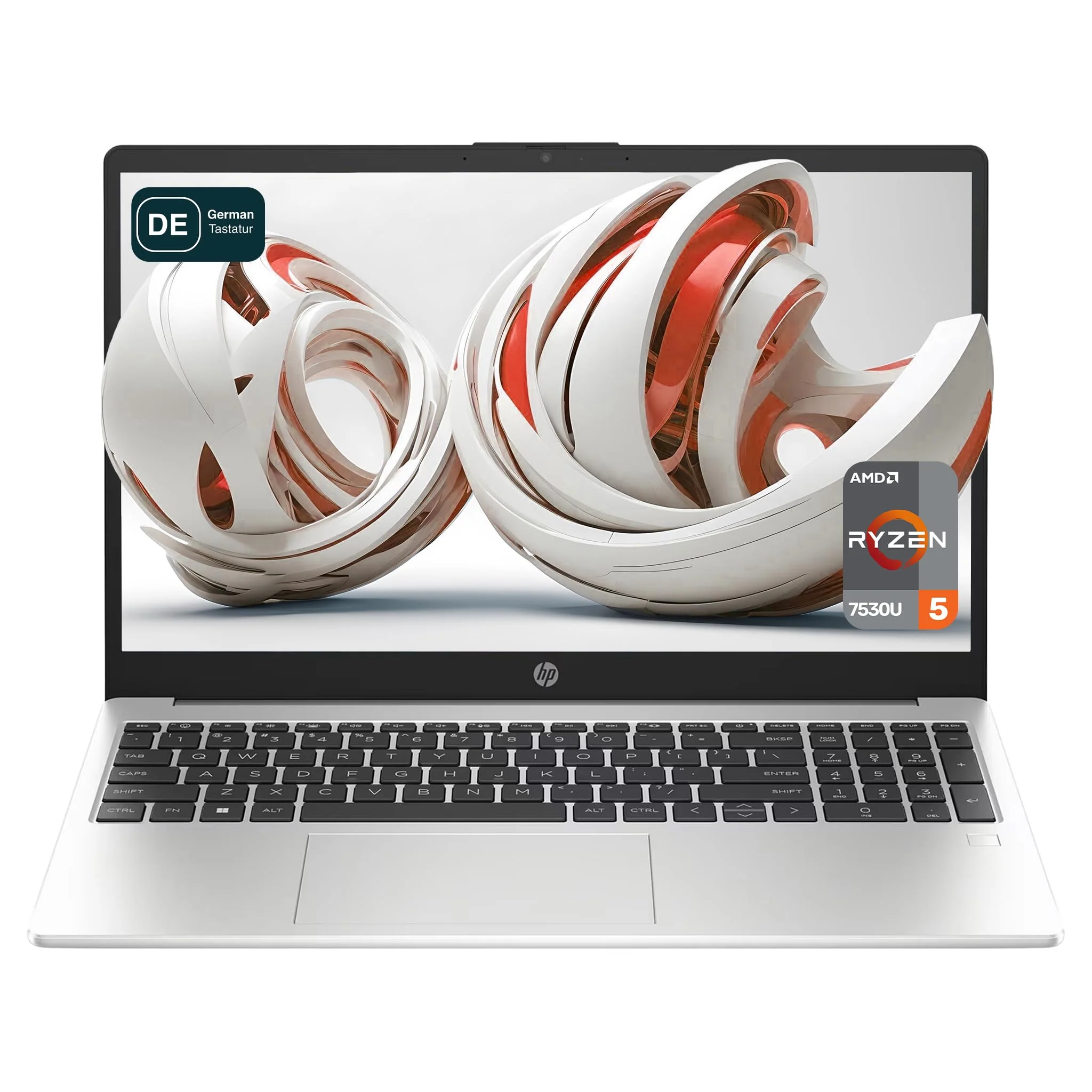 HP 255 G10 Business Laptop, AMD Ryzen 5 7530U, 64 GB DDR4 RAM, 2 TB PCIe SSD, 15.6" IPS FHD Display, AMD Radeon Graphics, QWERTZ Tastatur, Windows 11 Pro, Silber
