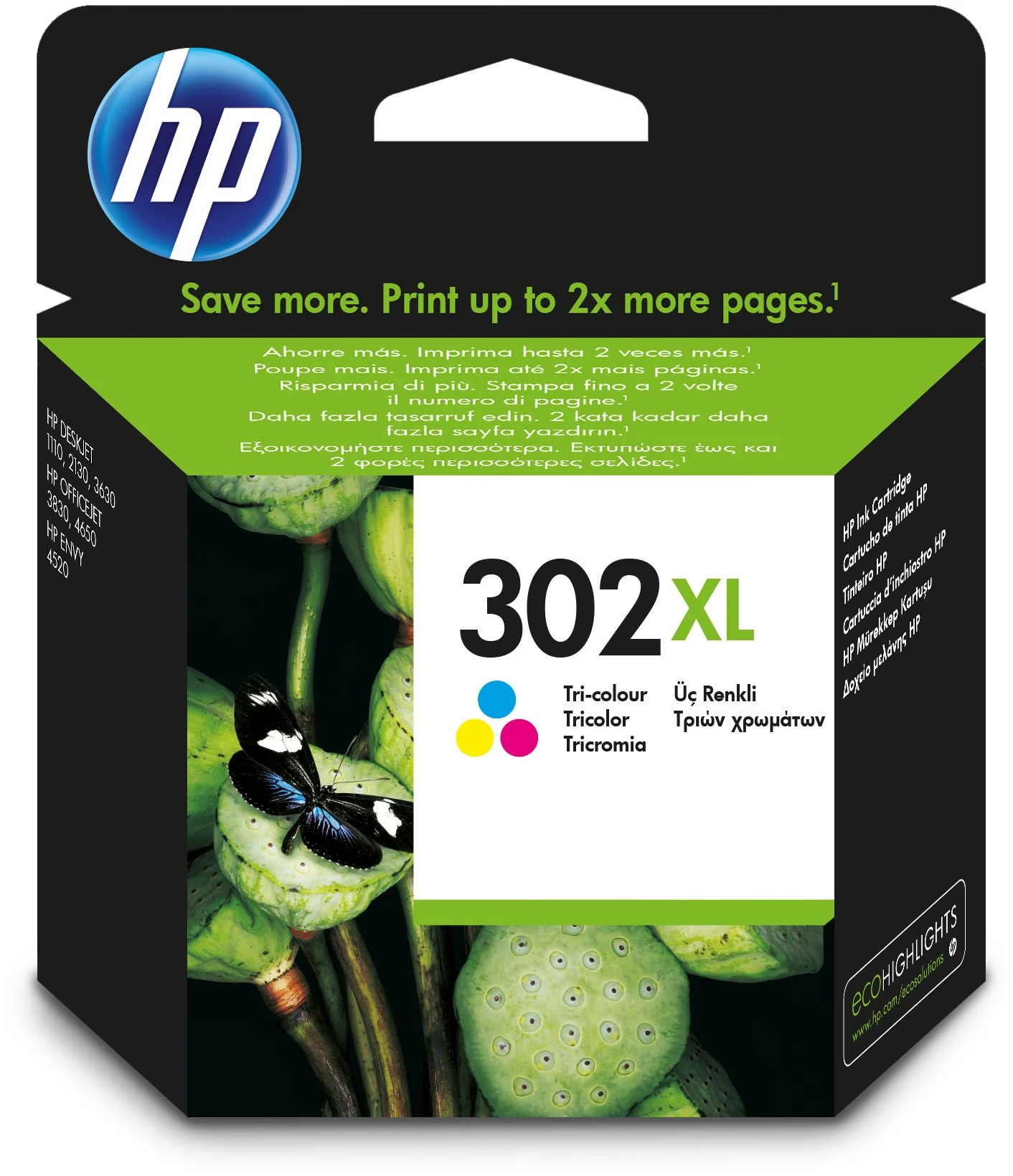 HP 302XL (F6U67AE) Original Druckerpatrone Farbe mit hoher Reichweite für HP DeskJet 1110, 213x, 363x, HP ENVY 452x, HP OfficeJet 383x, 465x, 52x, Cyan/Magenta/Gelb - Image 3