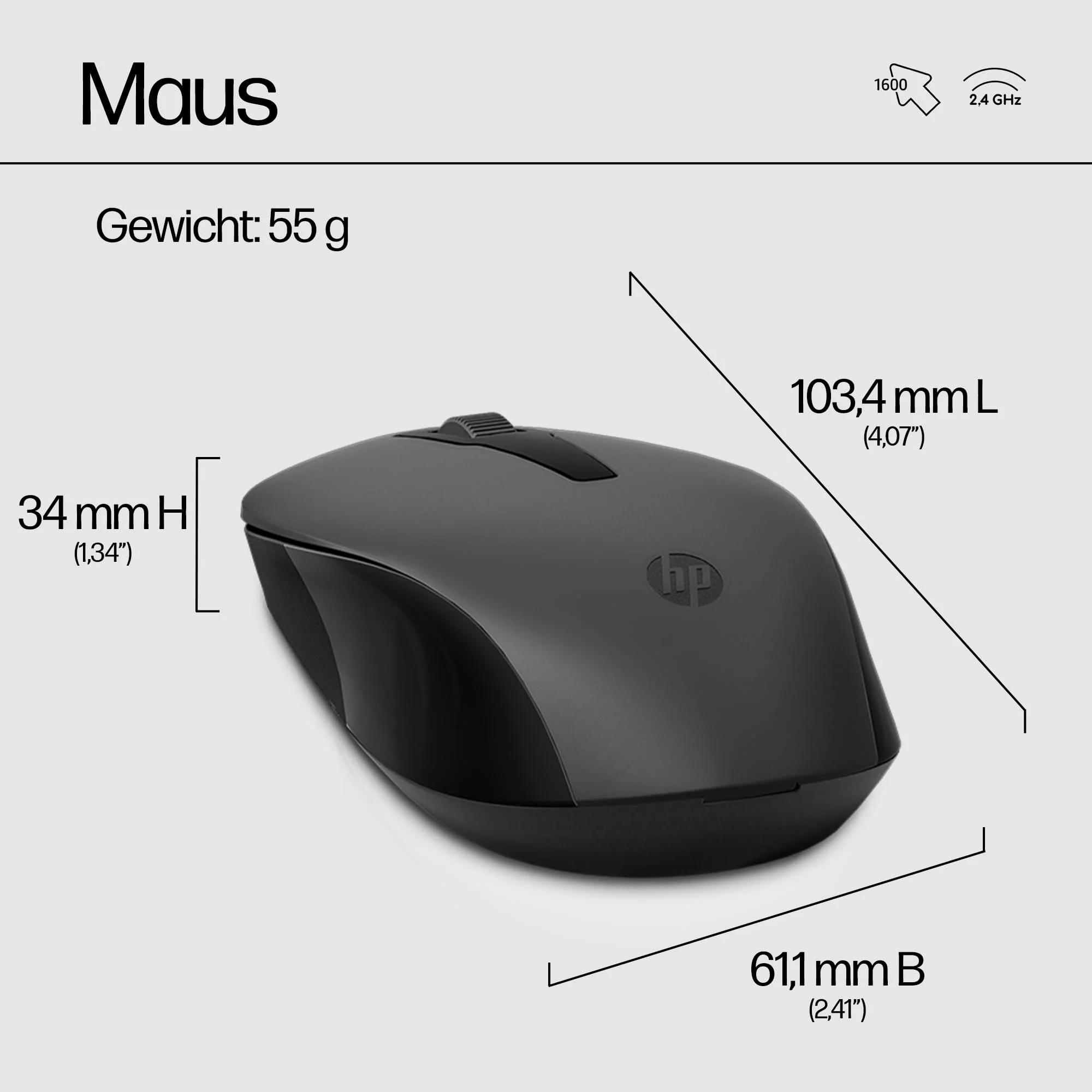 HP 330 Wireless Maus & Tastatur, QWERTZ, USB-A Dongle, 2,4-GHz Kabellos, 1600 DPI, Schwarz - Image 10