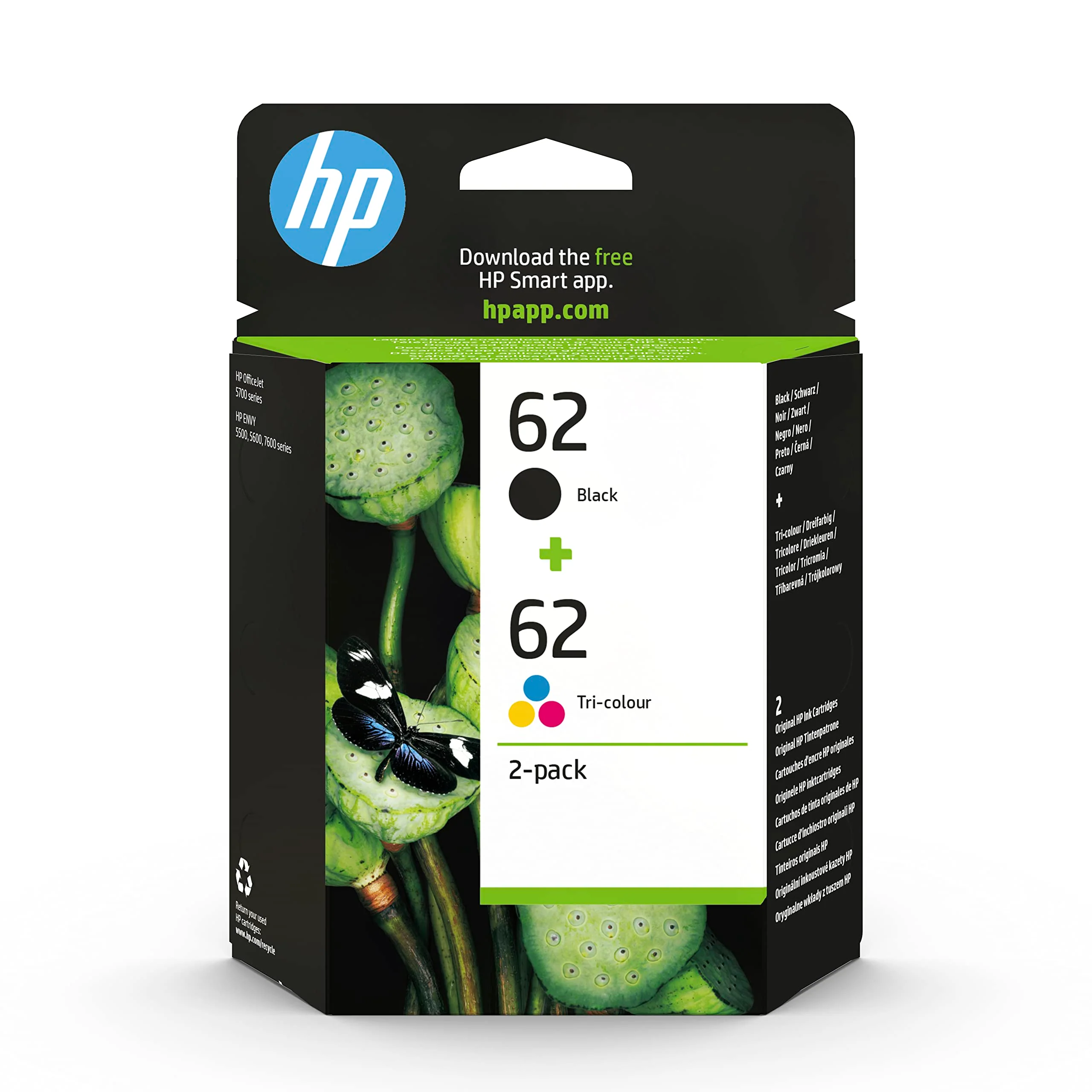 HP 62 (N9J71AE) Multipack Original Druckerpatronenfür HP ENVY 55xx, 56xx, 7640 und HP OfficeJet 200, 250, 57xx , 1xSchwarz, 1xFarbe ( 2 Stück) 1er Pack - Image 6