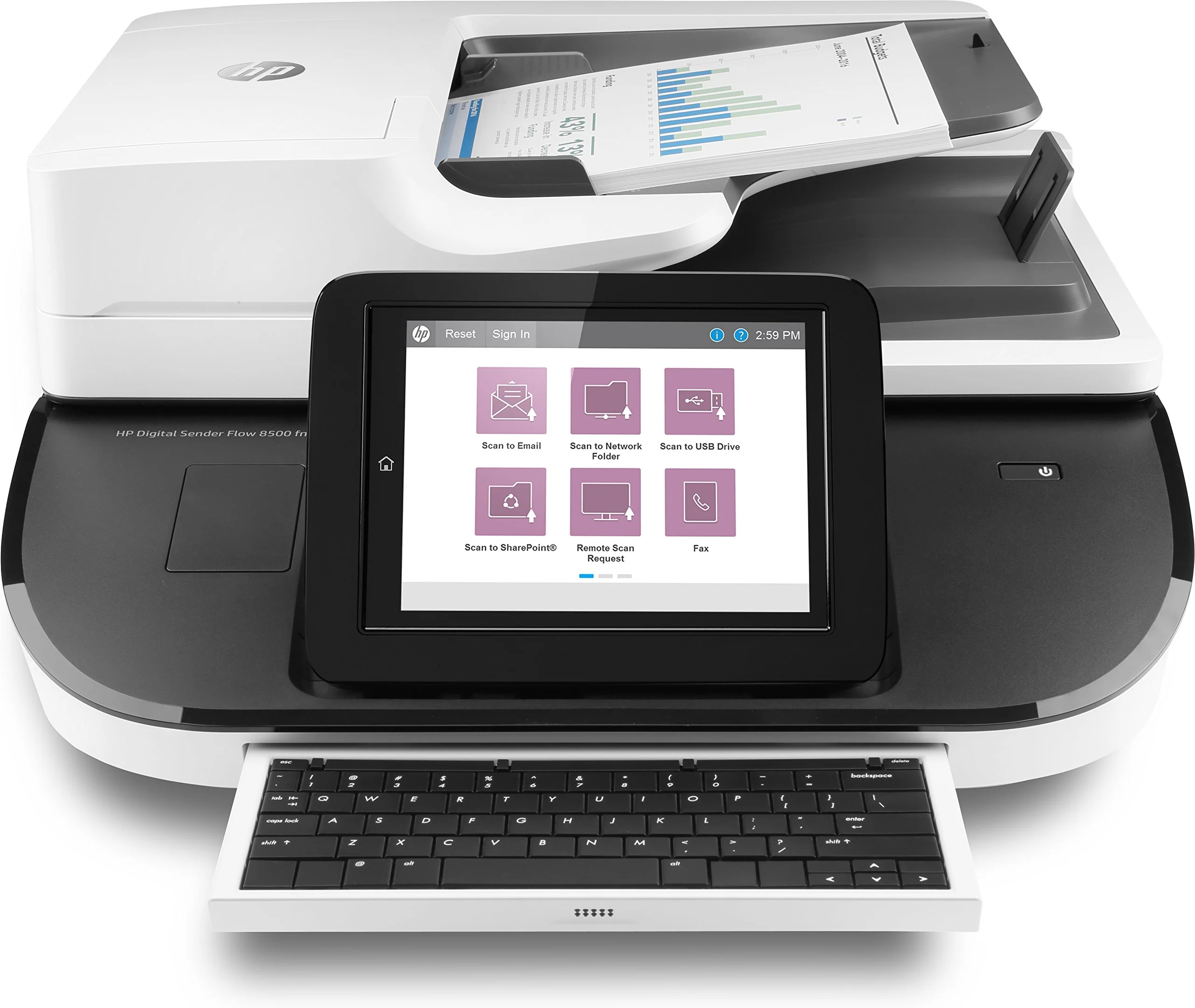 HP Digital Sender Flow 8500fn2 Renewed, Dokumentenscanner, schnelles Netzwerk, 100 ppm, 600 dpi, 150 Blatt, weiß - Image 2