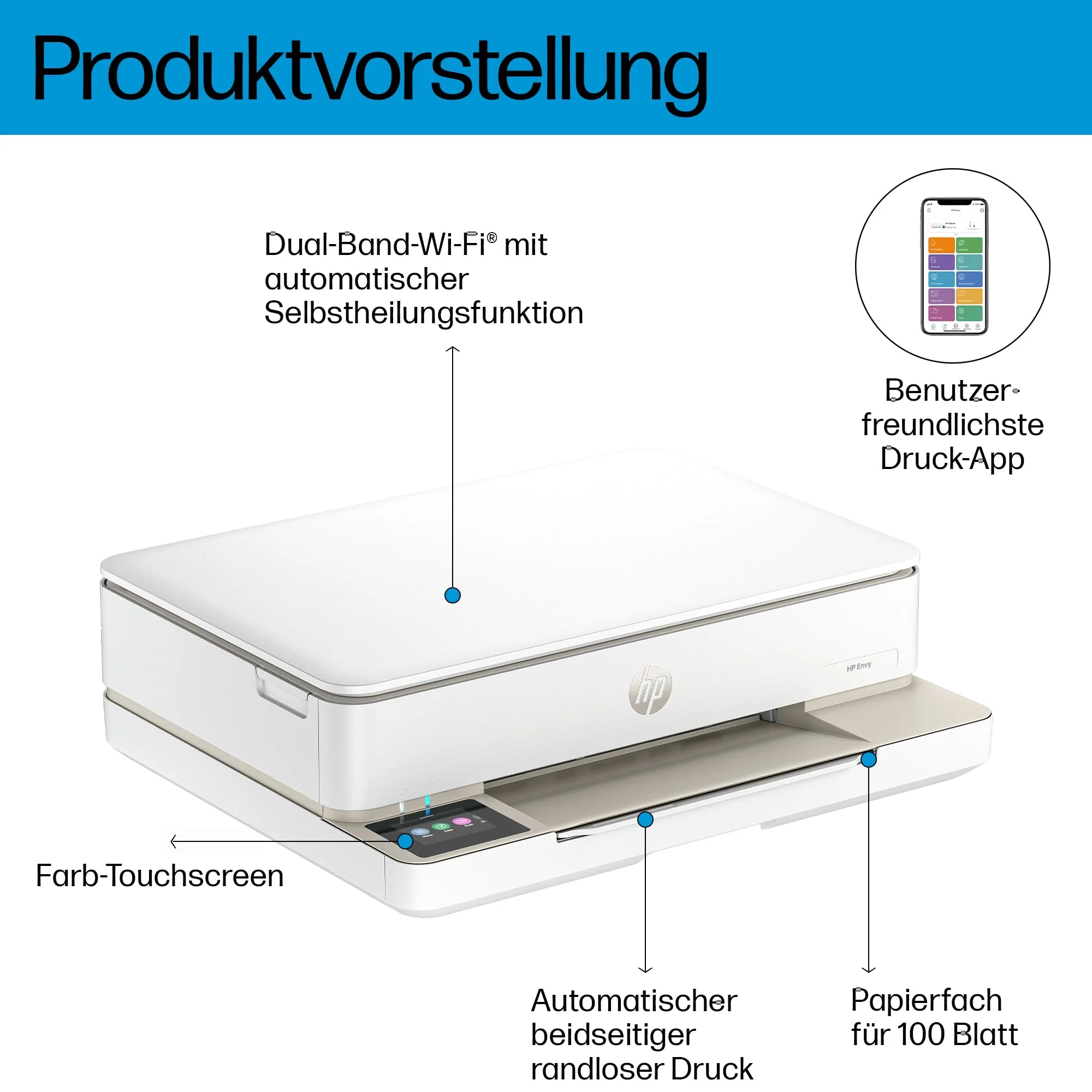 HP ENVY 6120e , Multifunktionsdrucker, 3 Monate gratis drucken mit HP Instant Ink inklusive, Drucken, Kopieren, Scannen, Mobiler Faxversand, Wi-Fi, Beidseitiger Druck - Image 7