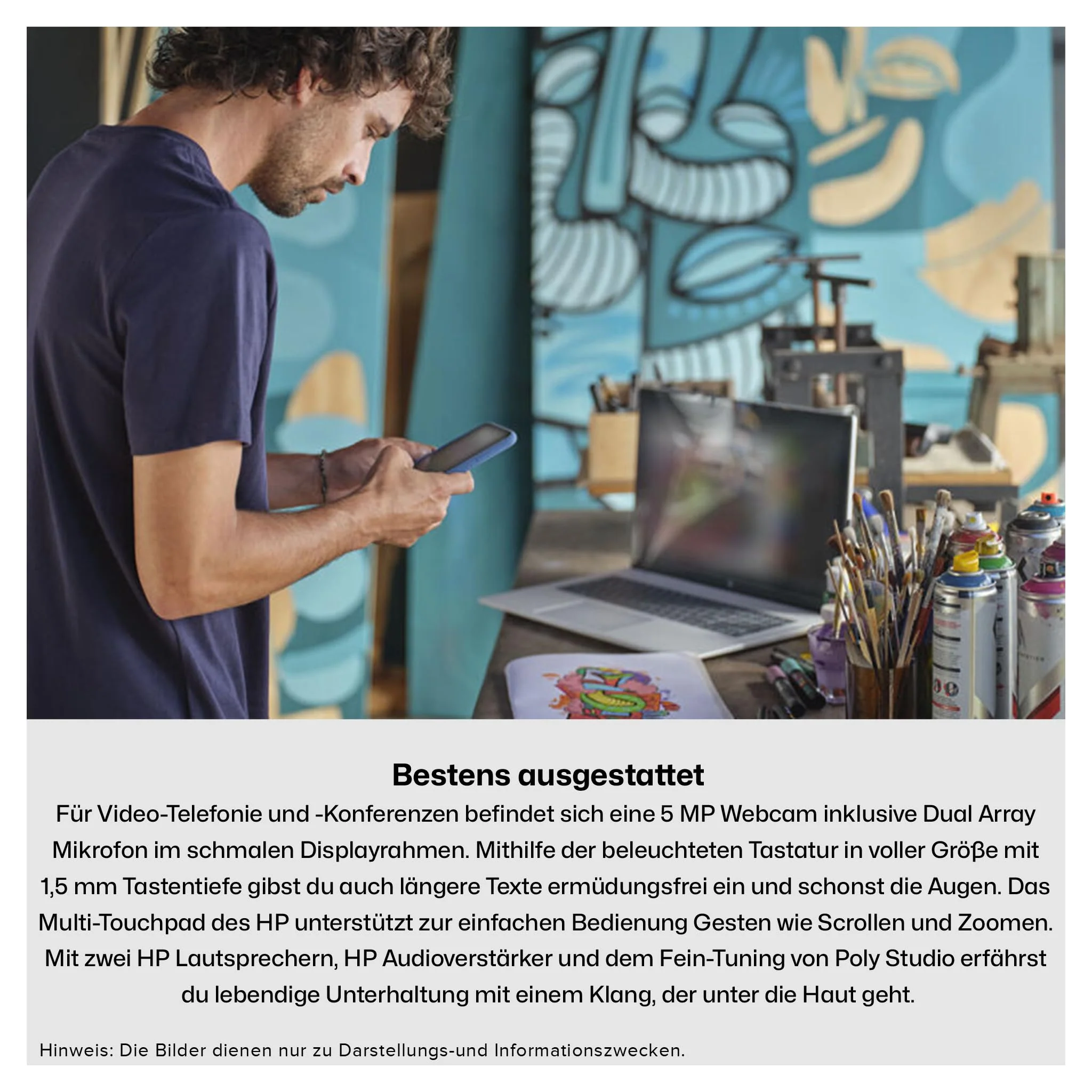 HP Envy Business Laptop, Intel Core Ultra 7-155H, 64 GB DDR5 RAM, 4 TB PCIe SSD, 17.3" FHD IPS Touchscreen, Intel Arc Graphics, QWERTZ Tastatur, Windows 11 Home, Silber - Image 2