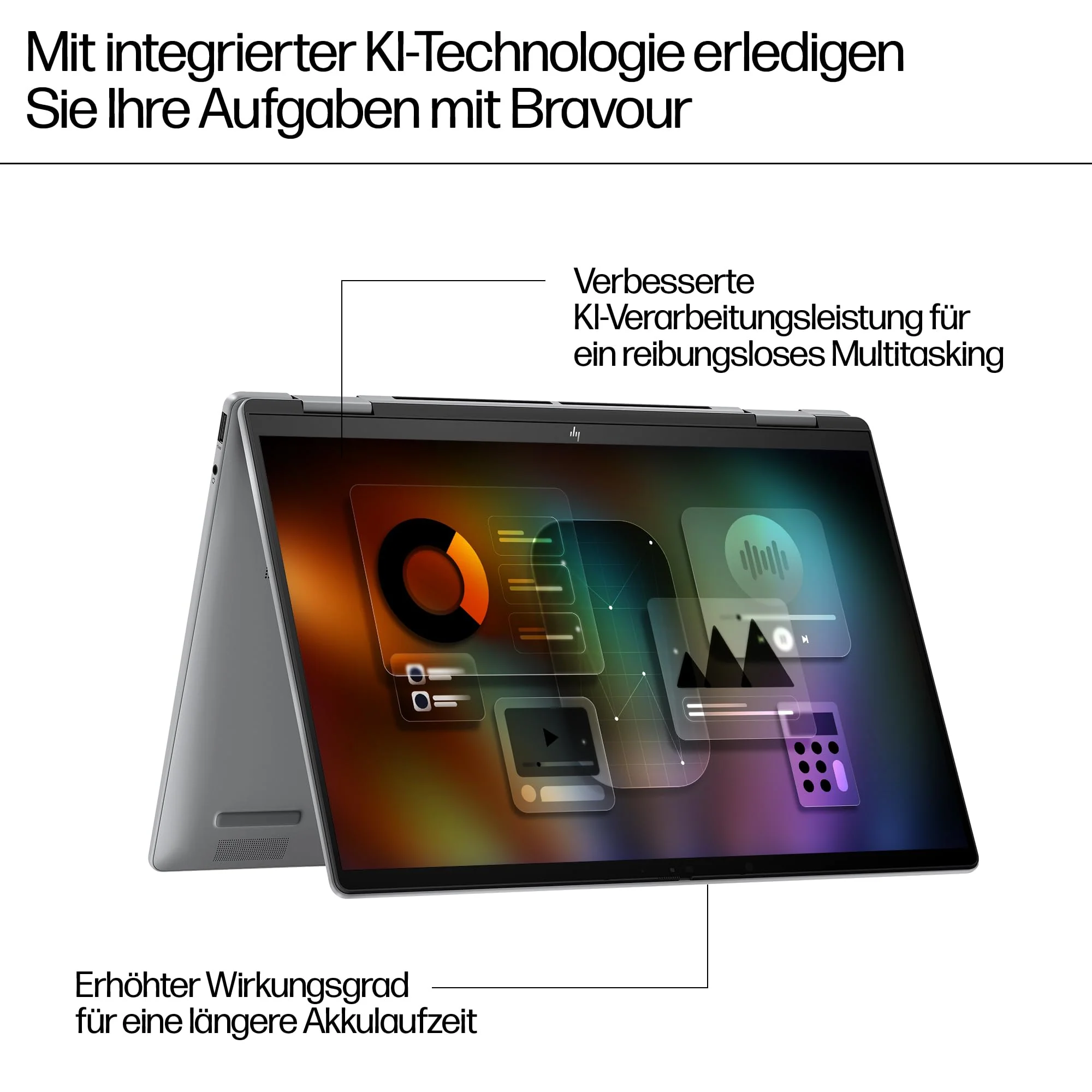 HP Envy x360 2-in-1 Convertible Laptop | AMD Ryzen 5 8640HS | KI optimiert | 14" 2.8K OLED Touch Display | 16GB RAM | 512GB SSD | AMD Radeon Graphics | QWERTZ | Copilot Key | Windows 11 Home | Silber - Image 18