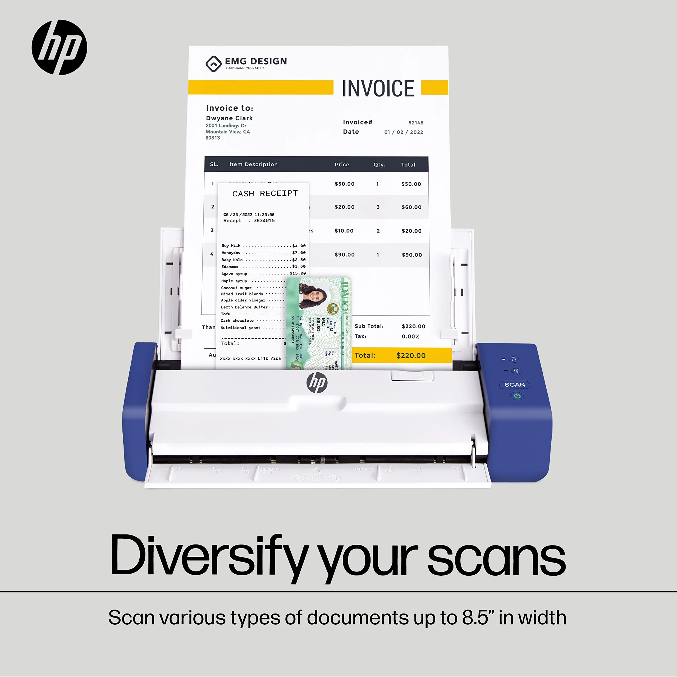 HP Kompakter Desktop Duplex USB Mobiler Dokumenten- & Foto-Scanner mit Auto-Feed Tray für tragbares 2-seitiges digitales Scannen - Image 3