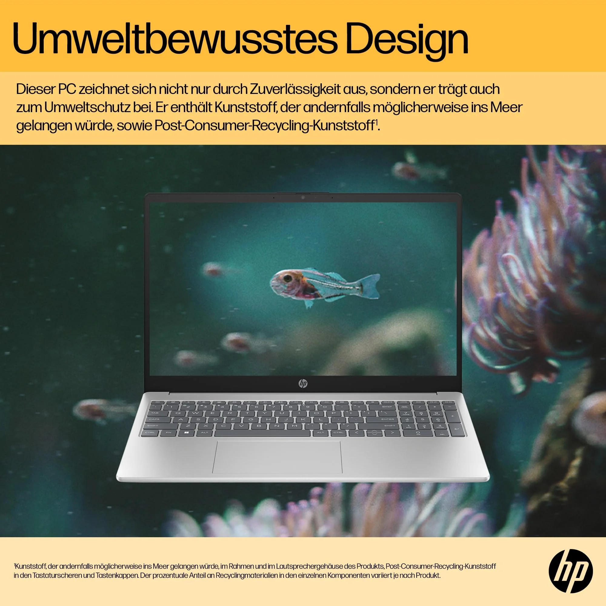 HP Laptop, 15,6" FHD Display, AMD Ryzen 5 7520U, 16 GB DDR5 RAM, 512 GB SSD, AMD Radeon-Grafik, Windows 11 Home, QWERTZ, Natural Silver mit HP Fast Charge - Image 9