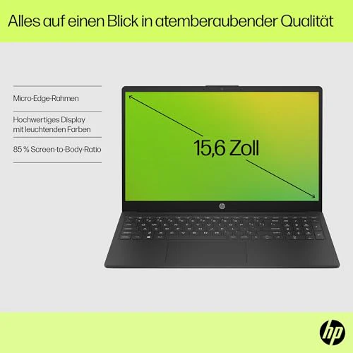 HP Laptop | 15,6" FHD Display | Intel Core i3-N305 | 8 GB DDR4 RAM | 512 GB SSD | Intel UHD Graphics | Windows 11 Home | QWERTZ | Jet Black - Image 4