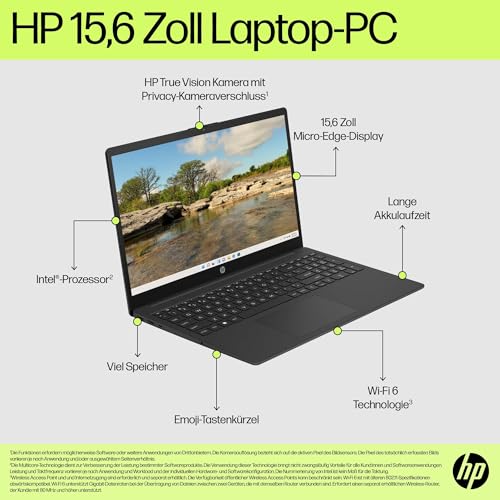 HP Laptop | 15,6" FHD Display | Intel Core i3-N305 | 8 GB DDR4 RAM | 512 GB SSD | Intel UHD Graphics | Windows 11 Home | QWERTZ | Jet Black - Image 8