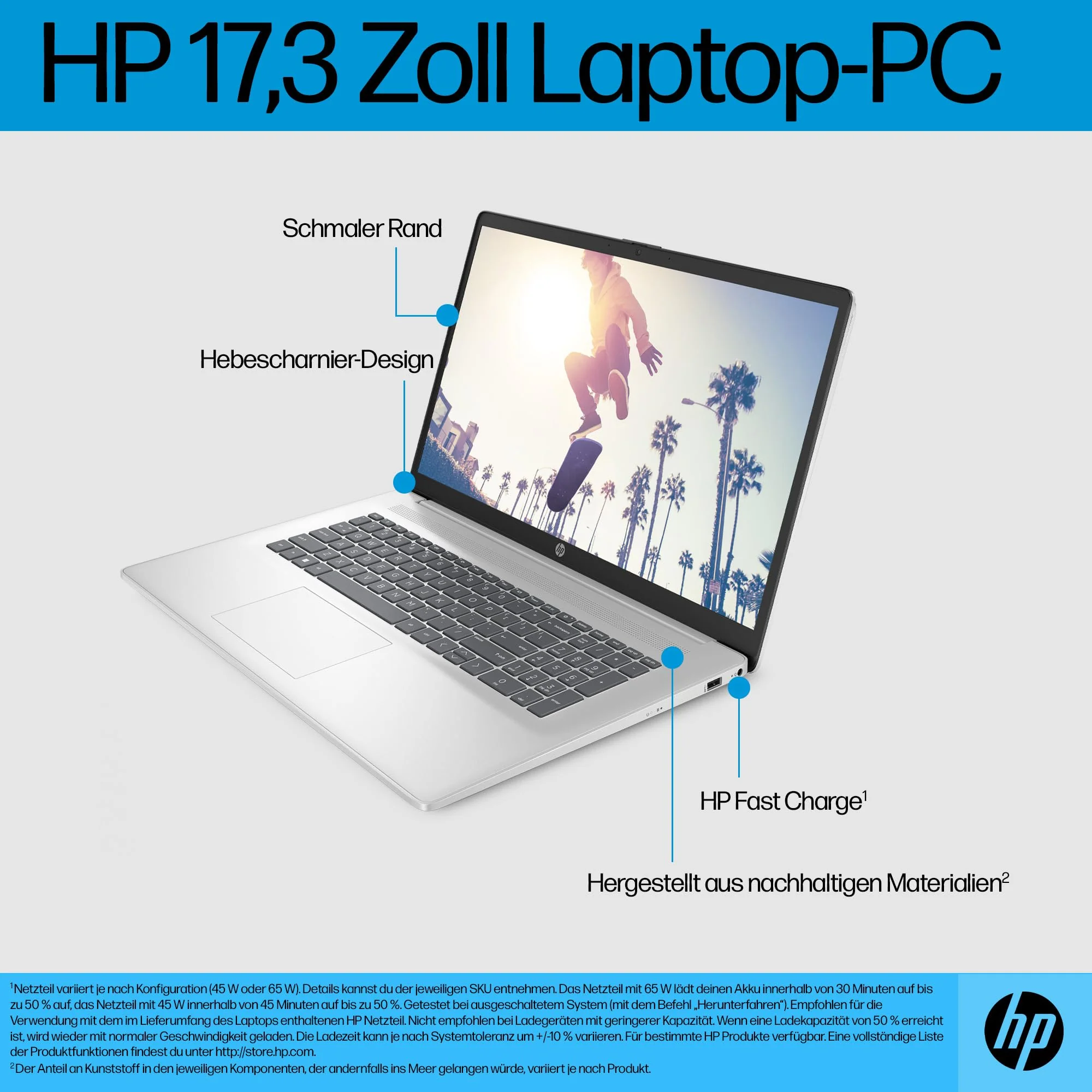 HP Laptop 17 mit Intel Core i7-1355U | 17,3" FHD Display | 16 GB DDR4 RAM | 1 TB SSD | Intel Graphics | Akkulaufzeit 8 Stunden | Windows 11 Home | QWERTZ | Silber - Image 7