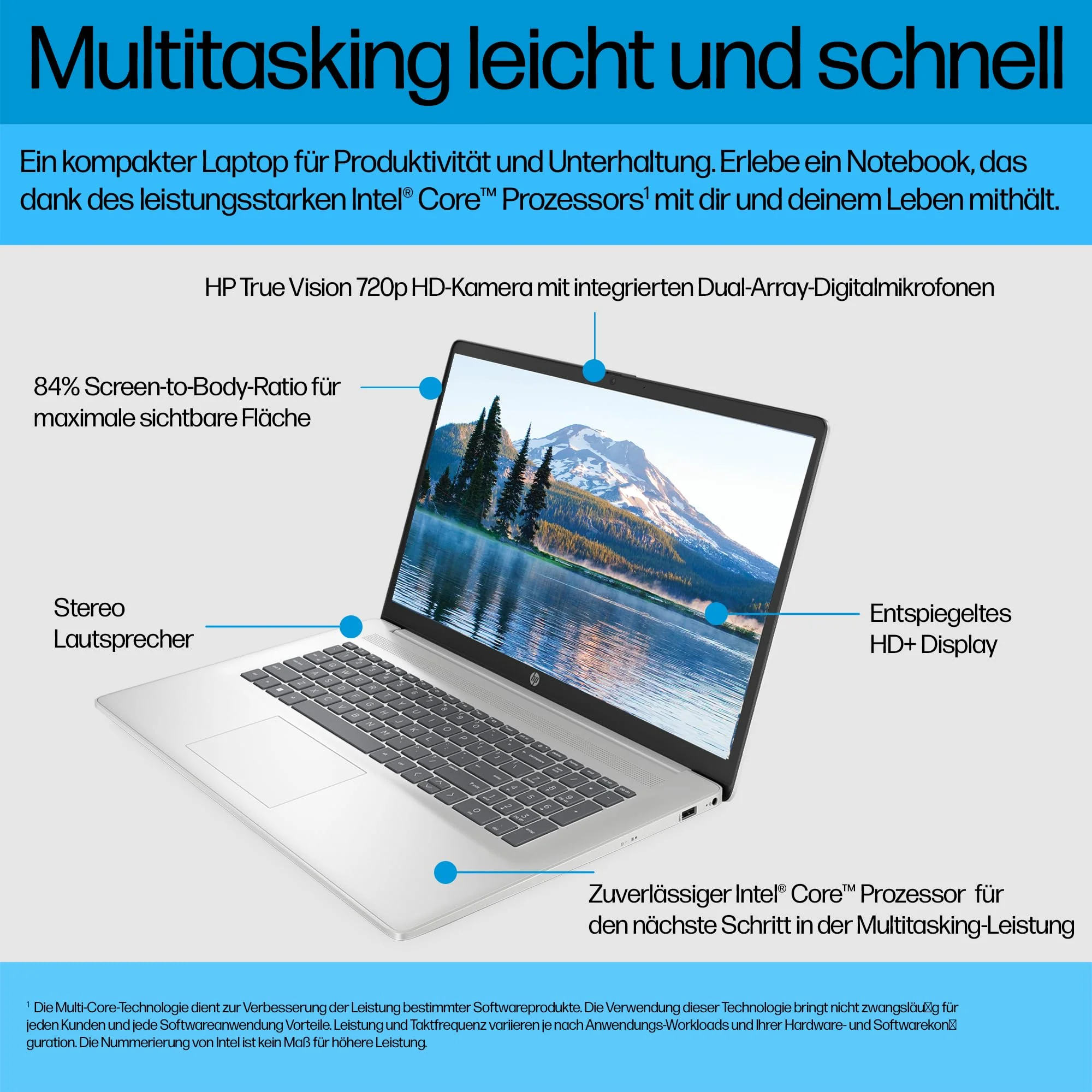 HP Laptop 17 mit Intel Core i7-1355U | 17,3" FHD Display | 16 GB DDR4 RAM | 1 TB SSD | Intel Graphics | Akkulaufzeit 8 Stunden | Windows 11 Home | QWERTZ | Silber - Image 8