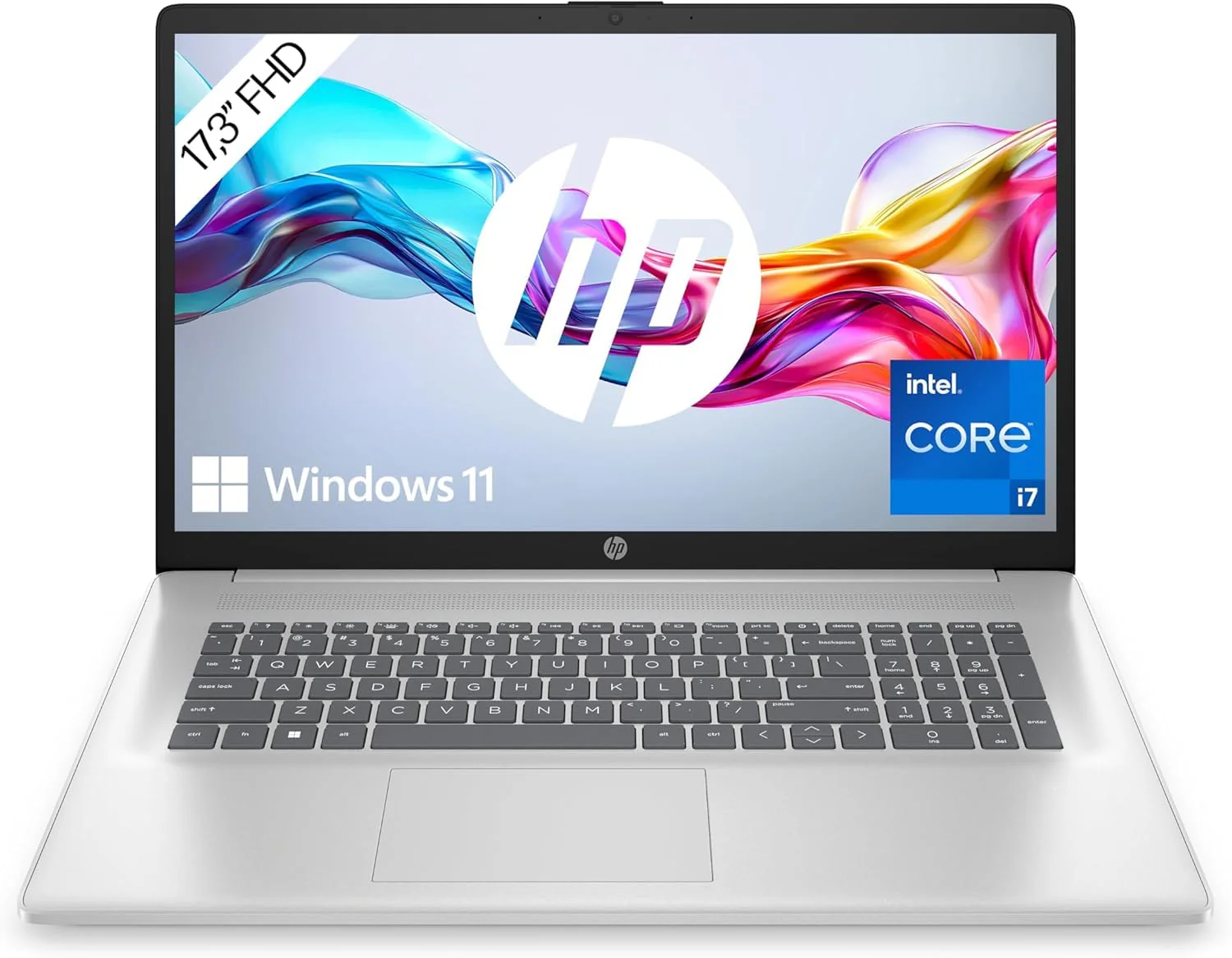 HP Laptop mit 17,3 Zoll FHD Display, Intel Core i7-1355U, 16 GB DDR4 RAM, 1 TB SSD, Intel Graphics, Windows 11, QWERTZ Tastatur, Silber mit HP 280 Silent Wireless Maus, Schwarz - Image 3