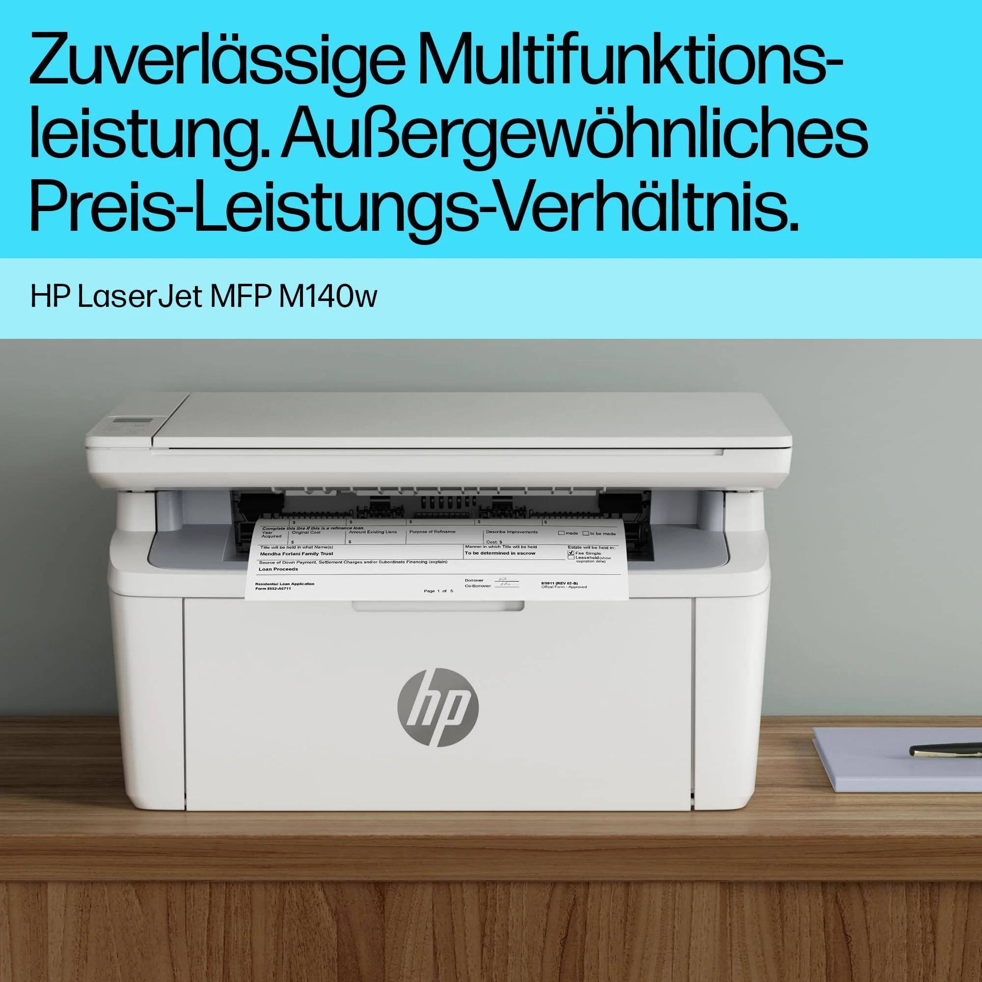 HP LaserJet MFP M140w Multifunktions-Laserdrucker, Monolaser, Drucker, Scanner, Kopierer, Duplex-Druck, DIN A4, WLAN, Airprint, Schwarz-weiß-Drucker - Image 3