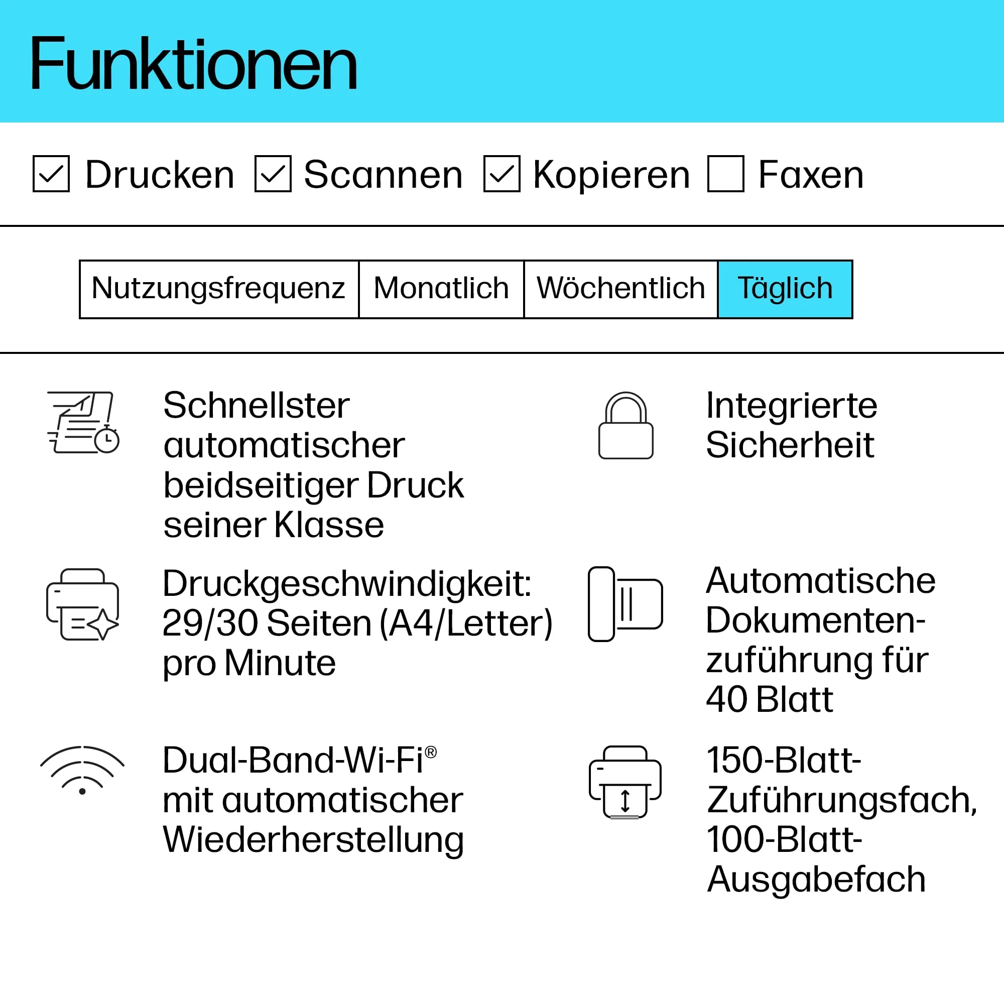 HP LaserJet MFP M234sdw Multifunktionslaserdrucker, Drucker, Scanner, Kopierer, Vorlageneinzug, WLAN, LAN, Duplex, Airprint, Grau-Weiß - Image 13