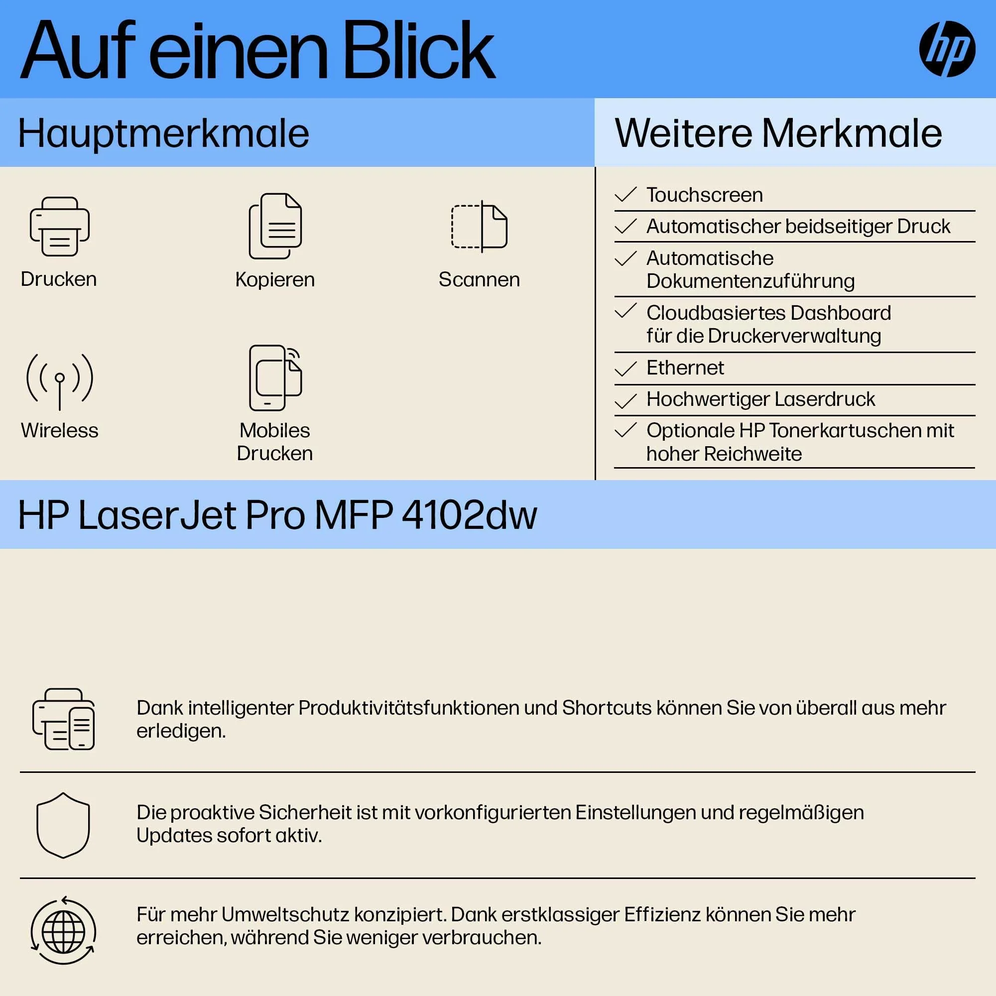HP LaserJet Pro MFP 4102dw Multifunktions-Laserdrucker, WLAN, Automatischer beidseitiger Druck, Hohe Druckgeschwindigkeit, Bis zu 80.000 Seiten pro Monat, HP Wolf Pro Security - Image 13