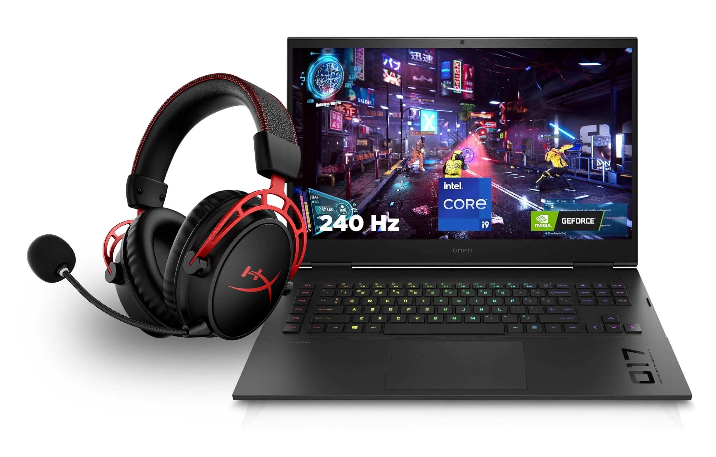 HP Omen Gaming Laptop | 17,3" QHD 240Hz Display | Intel Core i9-13900HX | 32 GB DDR5 RAM | 1 TB SSD | NVIDIA GeForce RTX 4080 | Windows 11 Home | QWERTZ Tastatur | Black | HyperX Cloud Alpha Wireless