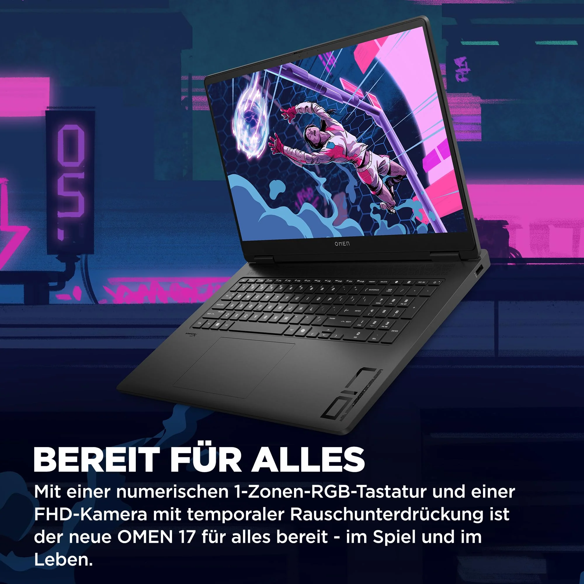 HP Omen Gaming Laptop | 17,3 Zoll FHD-Display - 144 Hz | AMD Ryzen 7 8845HS | 16 GB DDR5 RAM (2x8 GB) | 512 GB | NVIDIA GeForce RTX 4060 Laptop-GPU (8 GB) | QWERTZ | Windows 11 Home | Shadow Black - Image 10