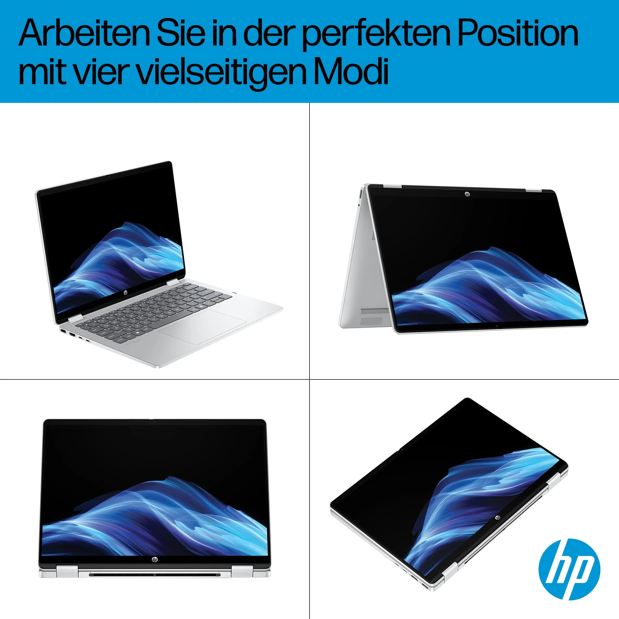 HP OmniBook 5 Flip 14-fp0254ng 2 in 1 Convertible Laptop, 14 Zoll 2K-Touchscreen (1920 x 1200), Intel Core i5-1334U, 16 GB RAM, 512 GB SSD, QWERTZ, Windows 11 Home, Silber - Image 16