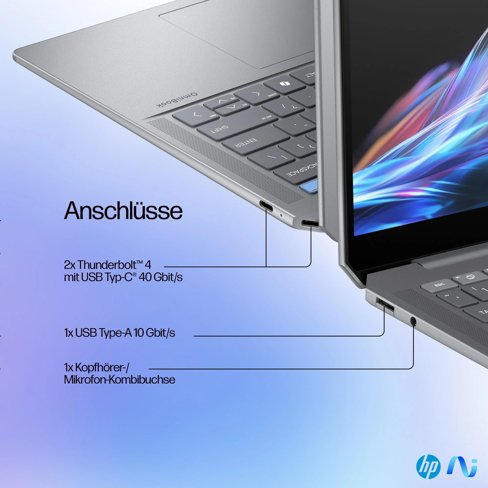 HP OmniBook Ultra Next Gen AI Laptop | AMD Ryzen AI 9 HX 375 mit dedizierte NPU für KI | 55 NPU TOPS | Copilot+ PC | 14" 2,8K IPS Touchscreen 400 Nits | 32 GB RAM | 1TB SSD | QWERTZ | Win11 | Silber - Image 7
