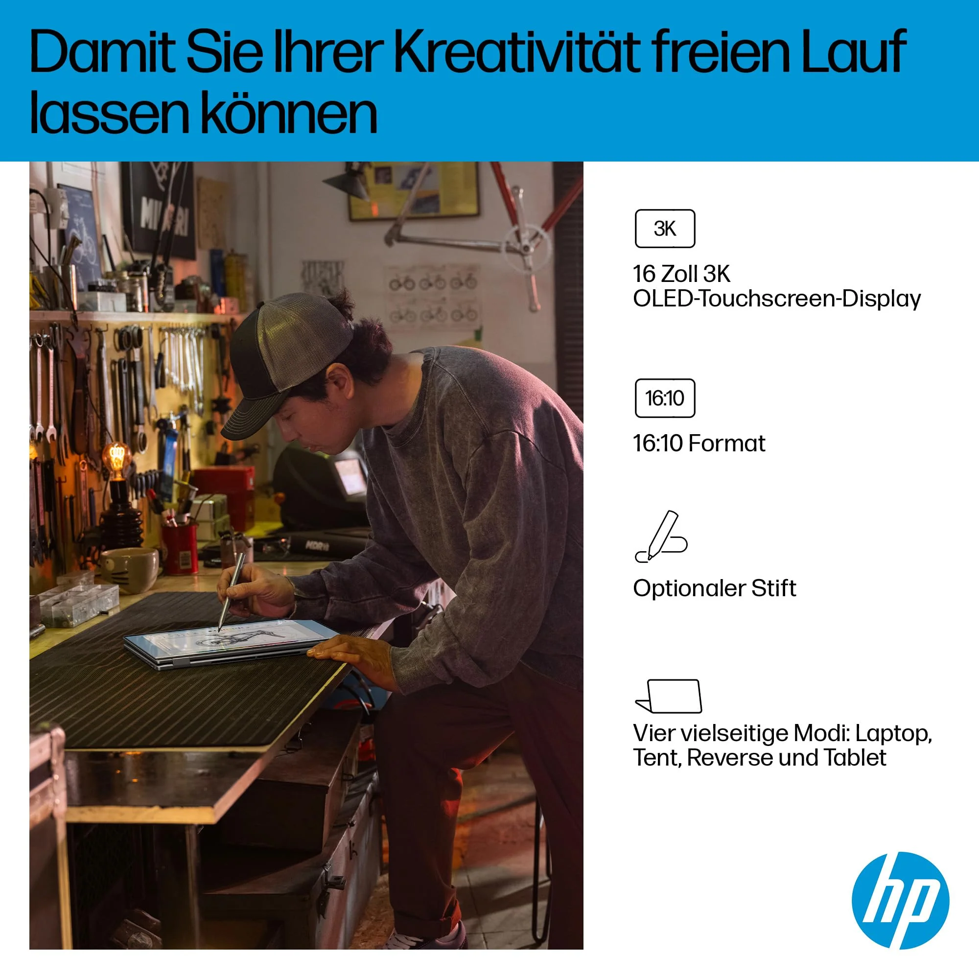 HP OmniBook X Flip 2in1 Next Gen AI Laptop | AMD Ryzen AI 5 340 (6C) | dedizierte NPU für KI | 50 NPU Tops | Copilot+ PC | 16" WUXGA 1920x1200 Touchscreen | 16GB | 512GB SSD | Win11 | QWERTZ | Silber - Image 16